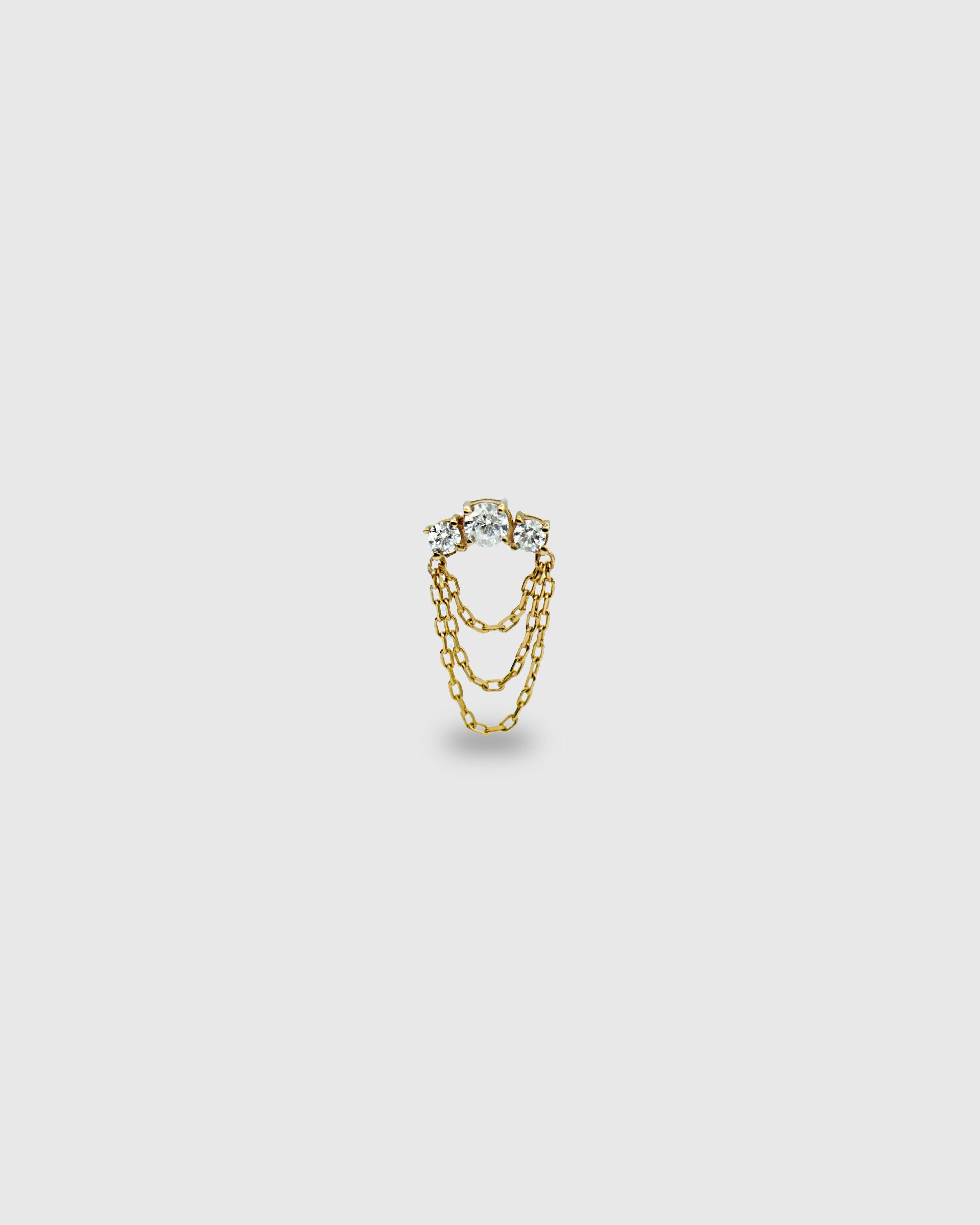 Piercing de oro sólido 14k de circonitas con cadenas