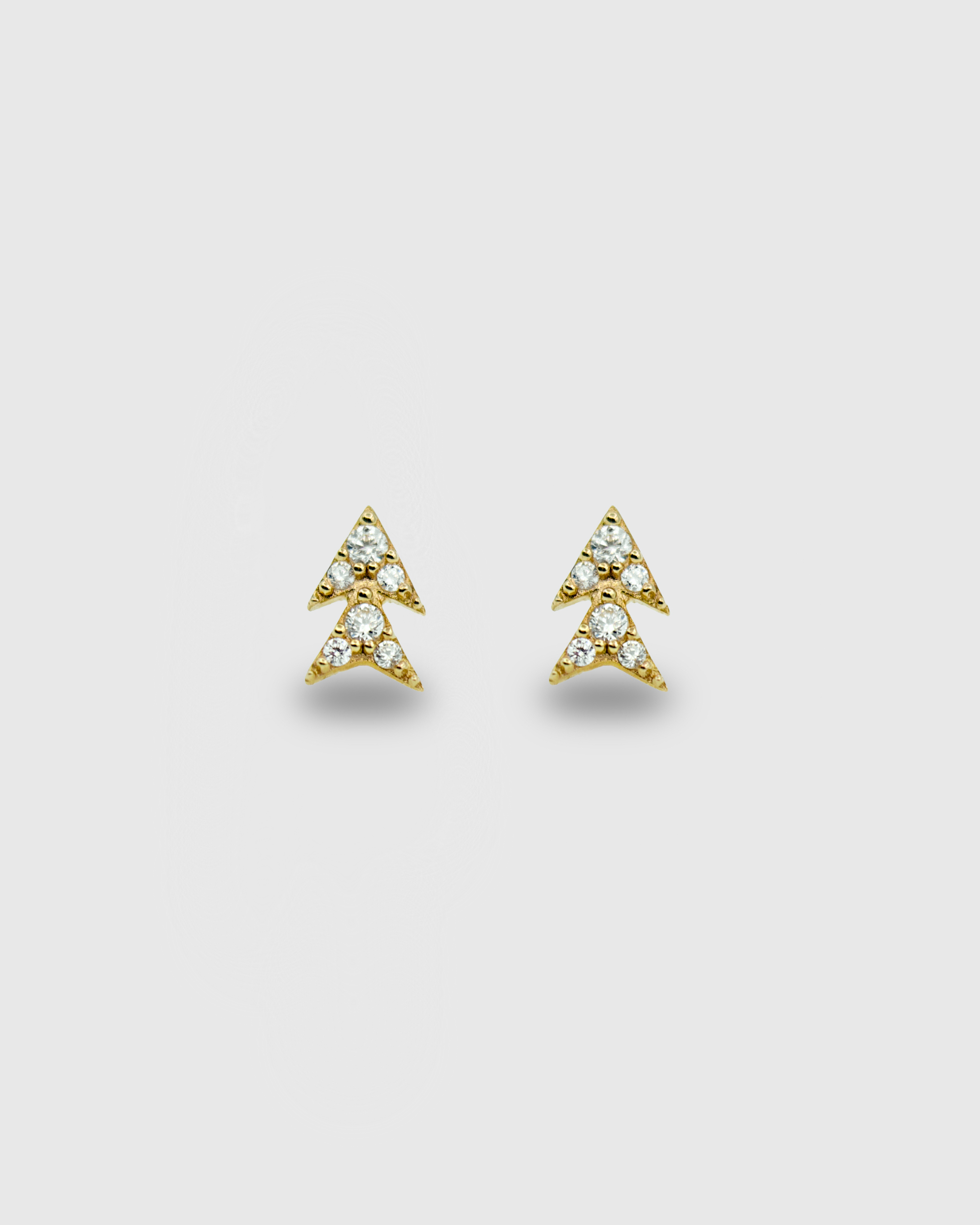Piercing Flecha Doble de oro sólido 14k con circonitas