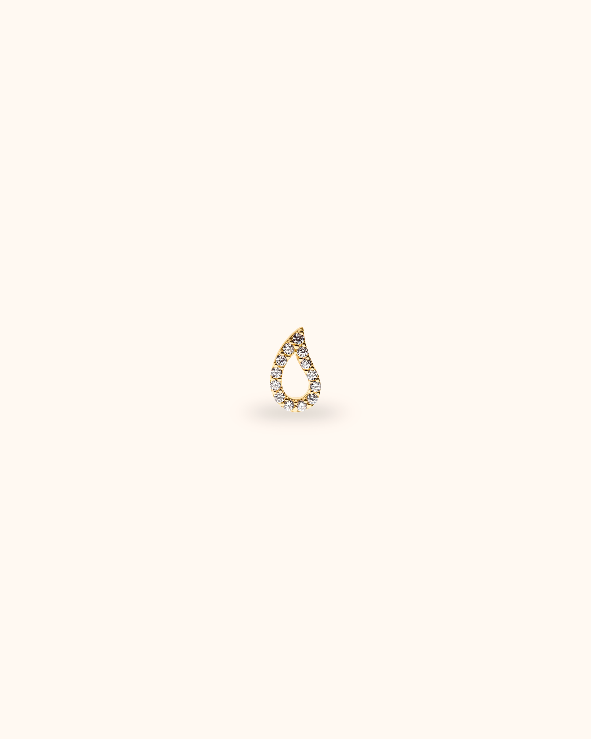 Piercing contorno lágrima de oro sólido 14k con circonitas