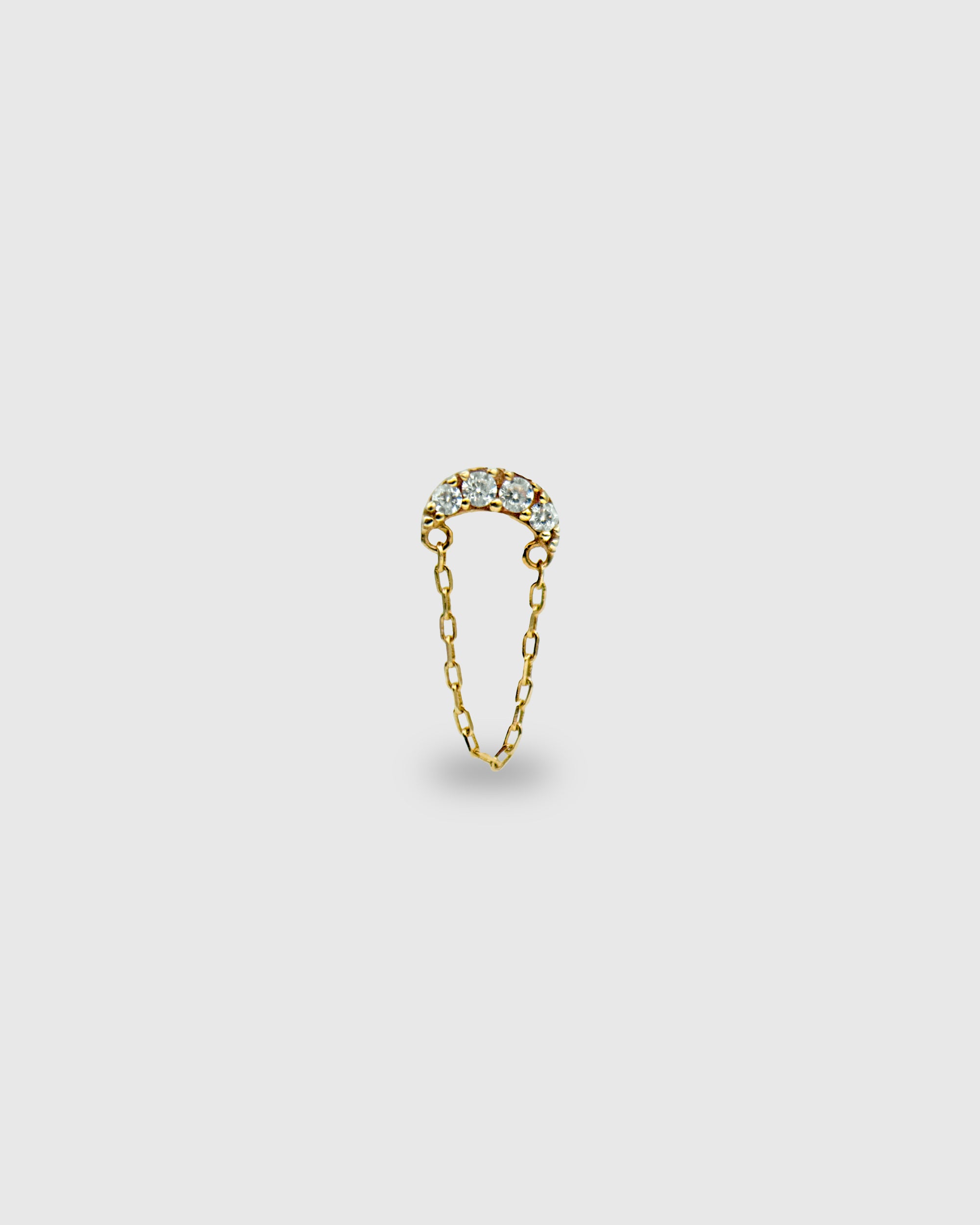 Piercing Luna creciente de oro sólido 14k y circonitas