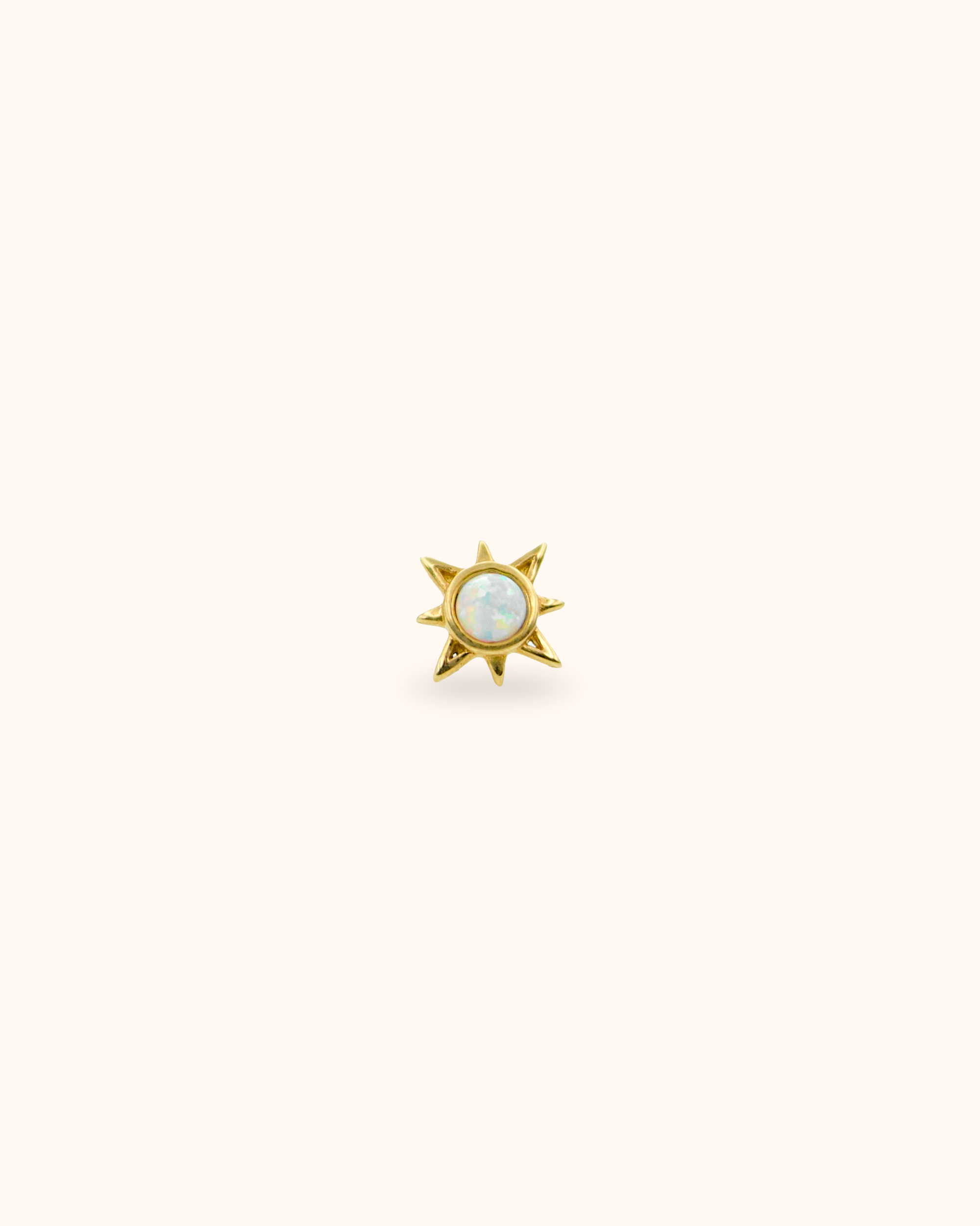 Piercing sol de oro sólido 14k con ópalo