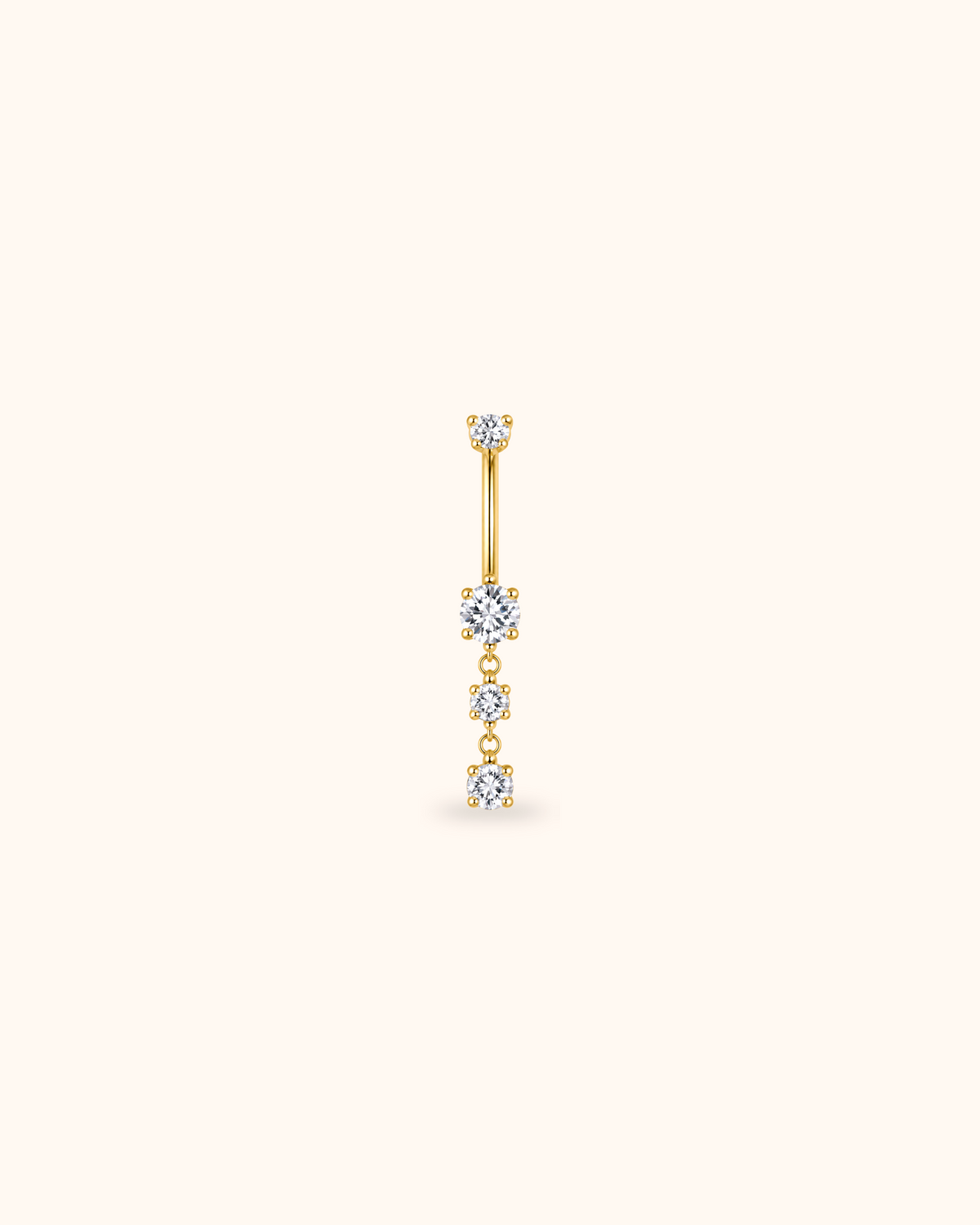 Dangling CZ Navel Oro 24k PVD