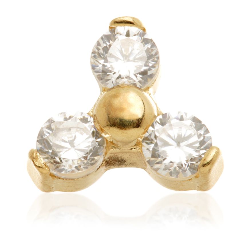 Trinity Gem de Oro sólido de 14k