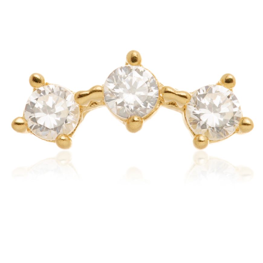 Trio de circonias de sólido de 14k