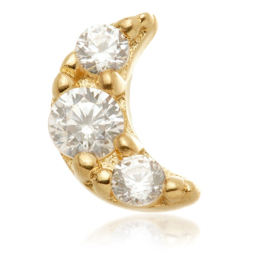 Lunita con Circonias de Oro sólido de 14k