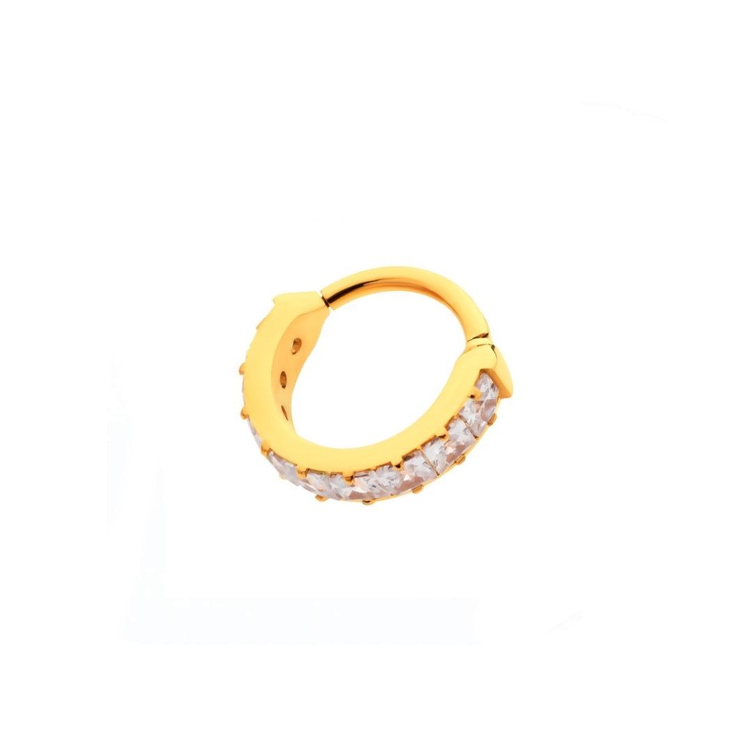 Pendiente Aro oro 24k PVD y cz cuadradas