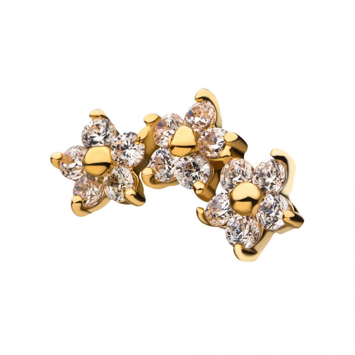 14k Solid gold trinity flowers with cz