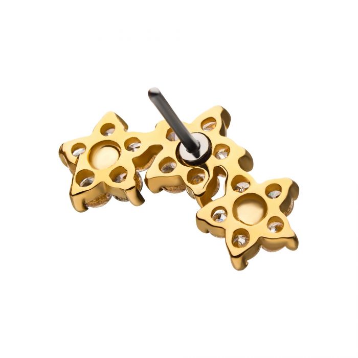 14k Solid gold trinity flowers with cz