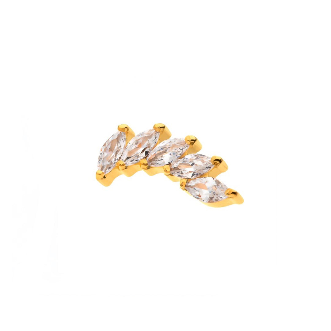 Pendiente curvo oro 24k PVD y circonitas