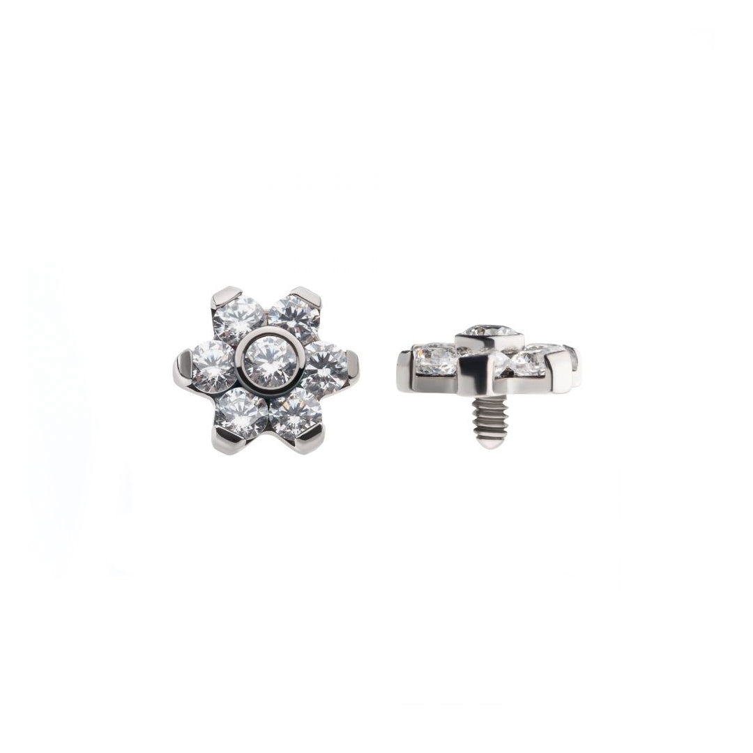 Titanium flower with cz