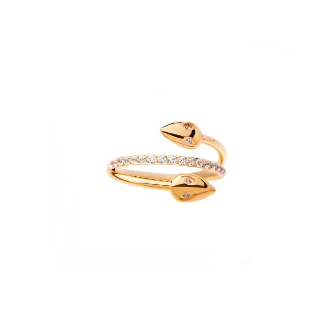 Aro Serpientes oro 24k PVD y circonitas