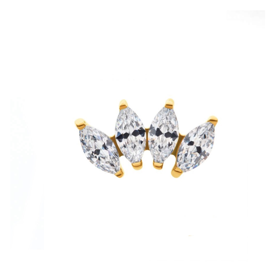 24k gold PVD curved cluster top with cz