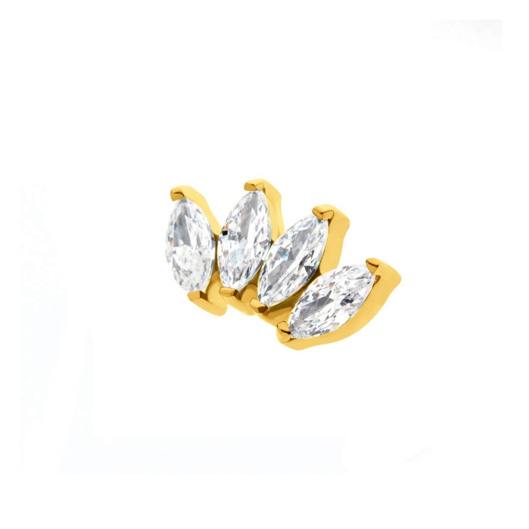 24k gold PVD curved cluster top with cz