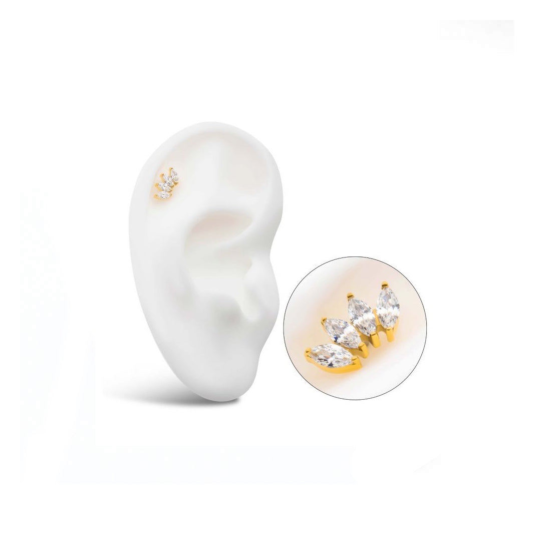 24k gold PVD curved cluster top with cz