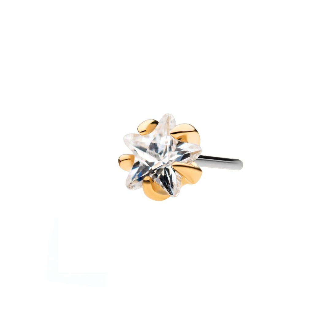 14k Solid gold piece with star shaped cz