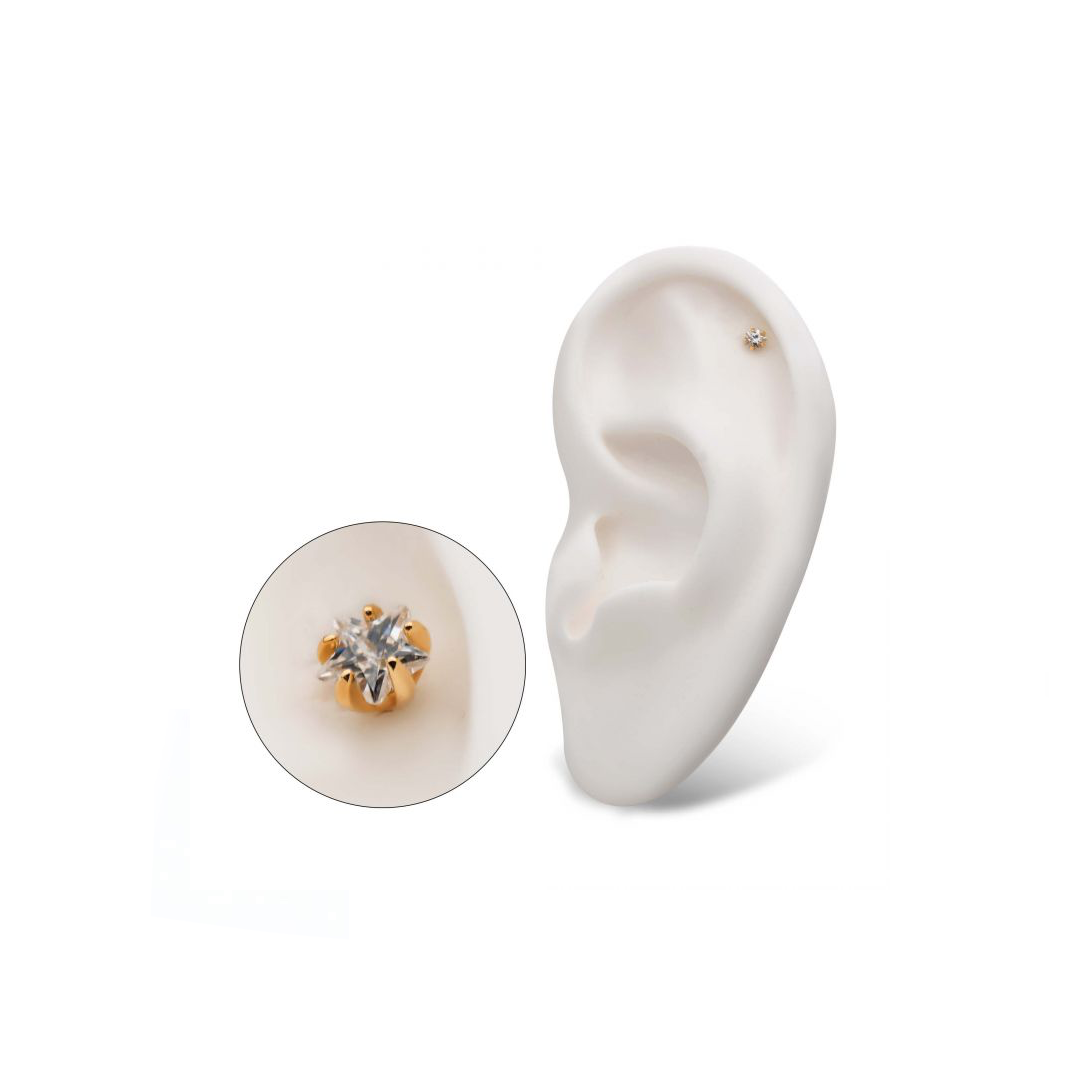 14k Solid gold piece with star shaped cz