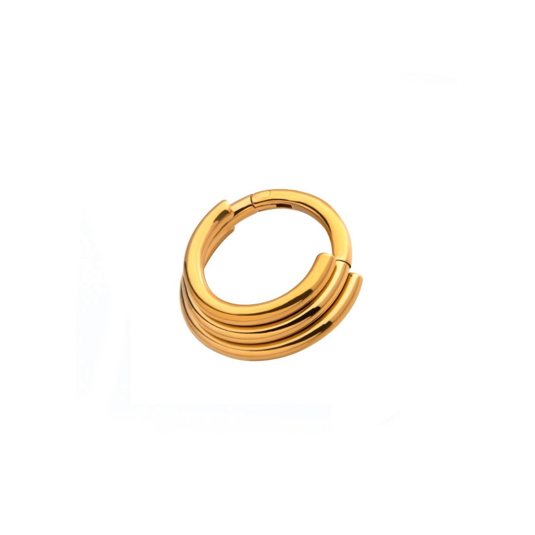 24k gold PVD terraced triple ring