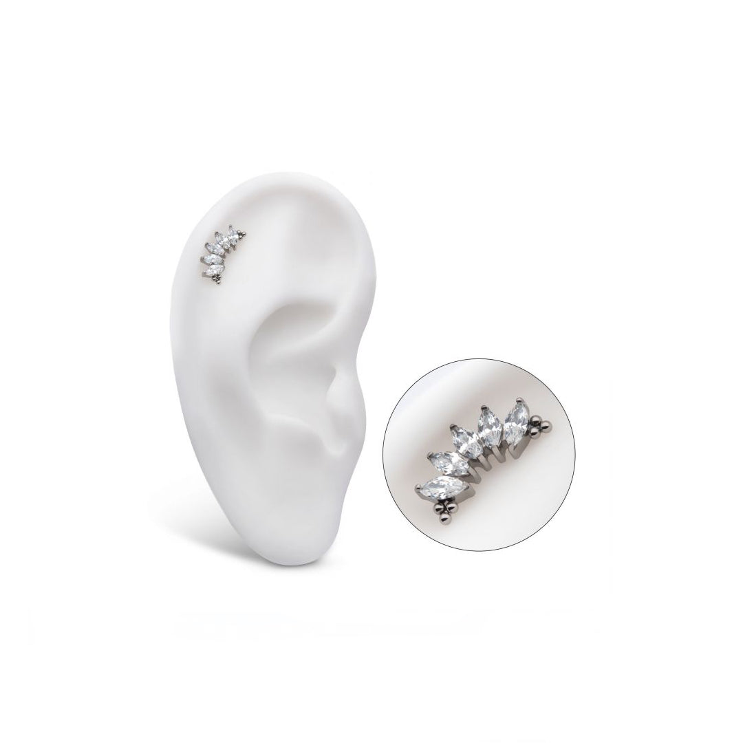 Titanium curved cluster top with cz