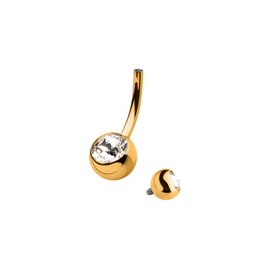 24k gold PVD navel cz piece