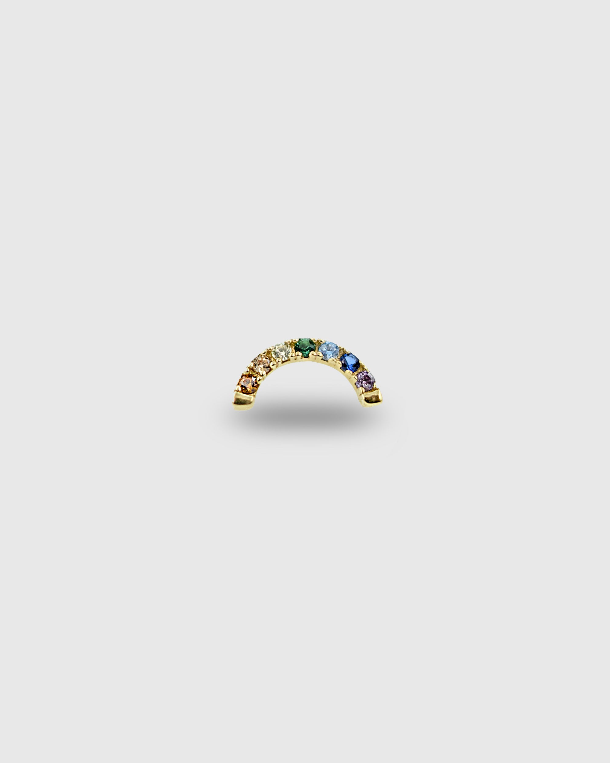 Piercing Arco de oro sólido 14k con circonitas arcoiris