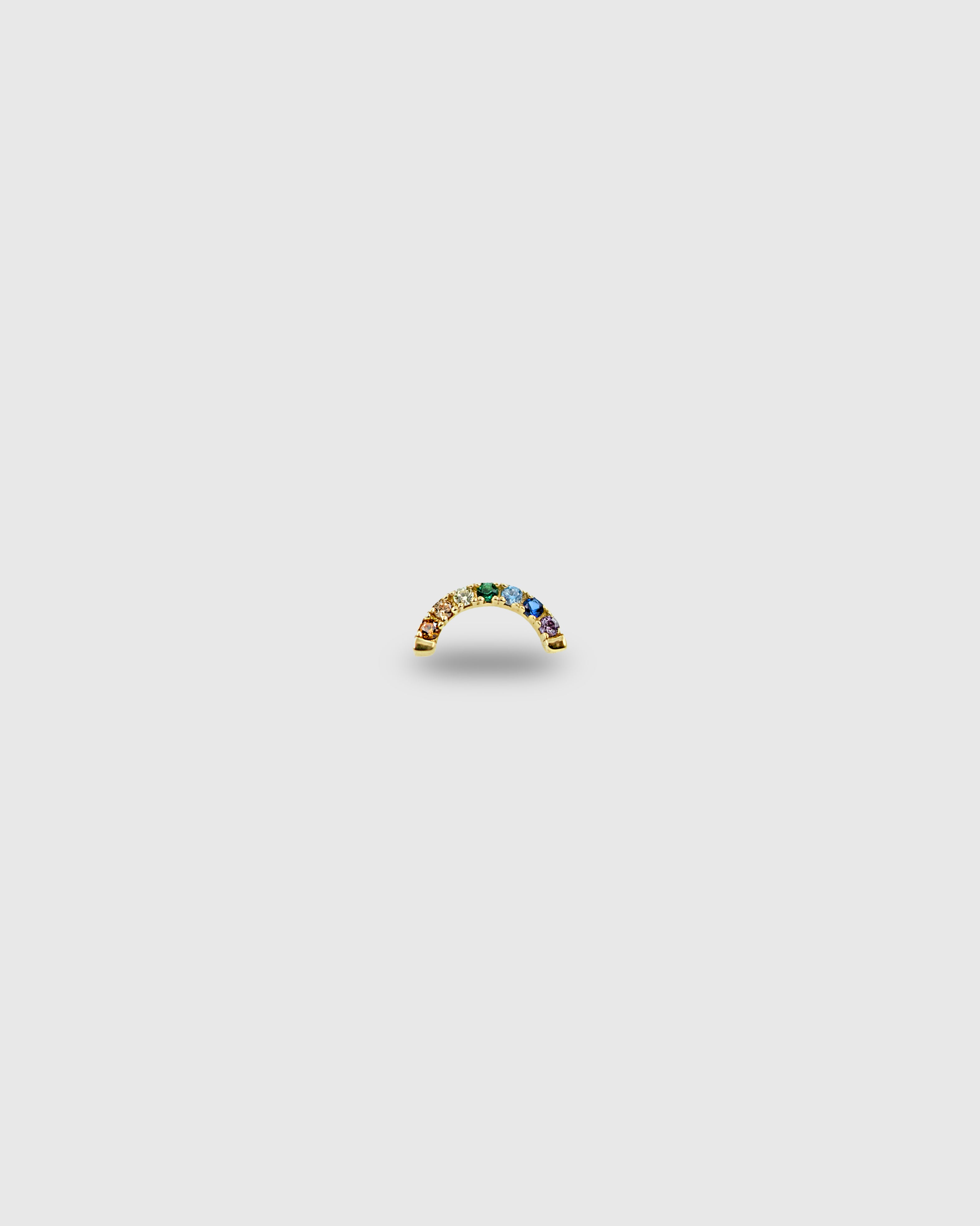 Pendiente Arco de oro sólido 14k con circonitas arcoiris