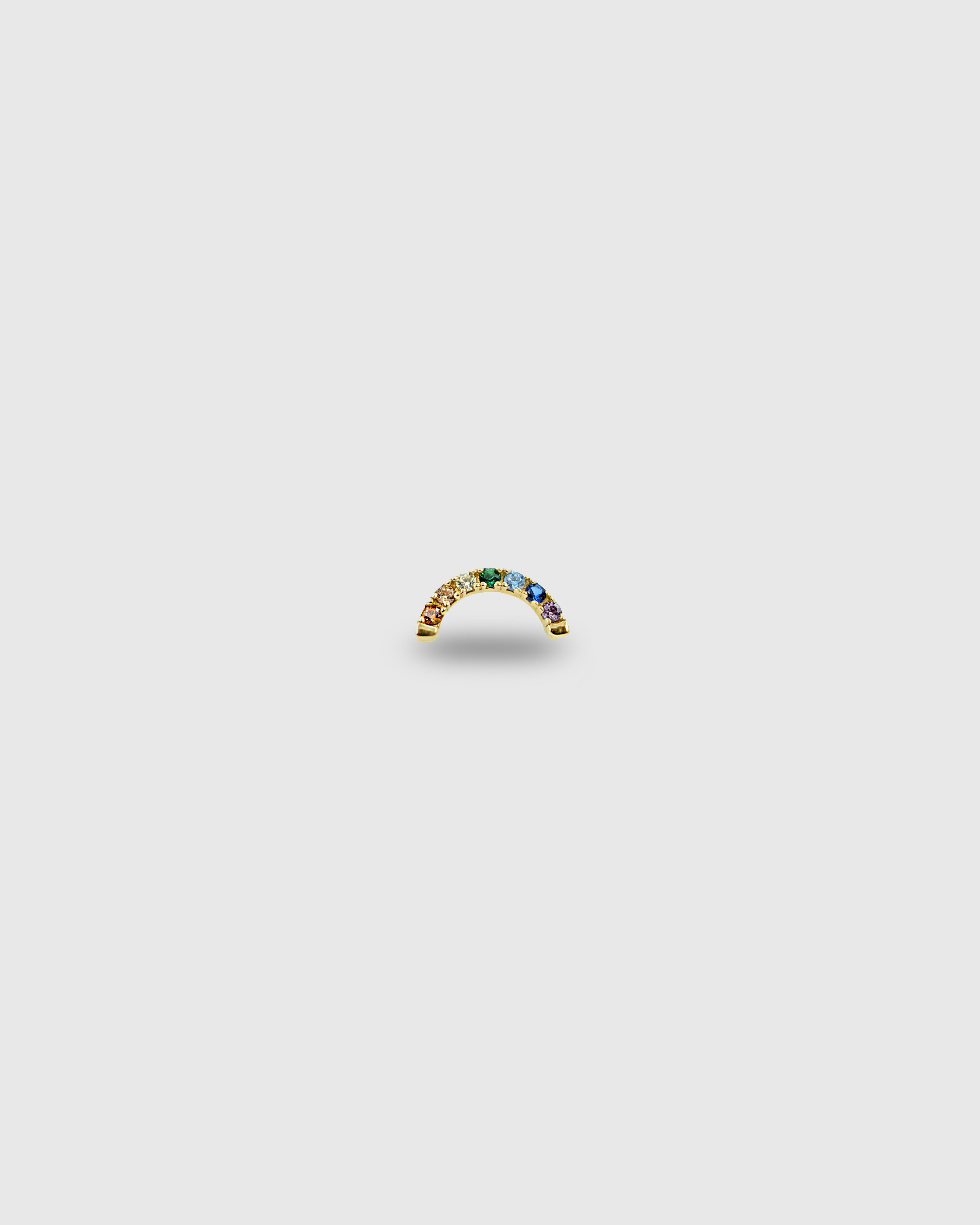 Piercing Arco de oro sólido 14k con circonitas arcoiris