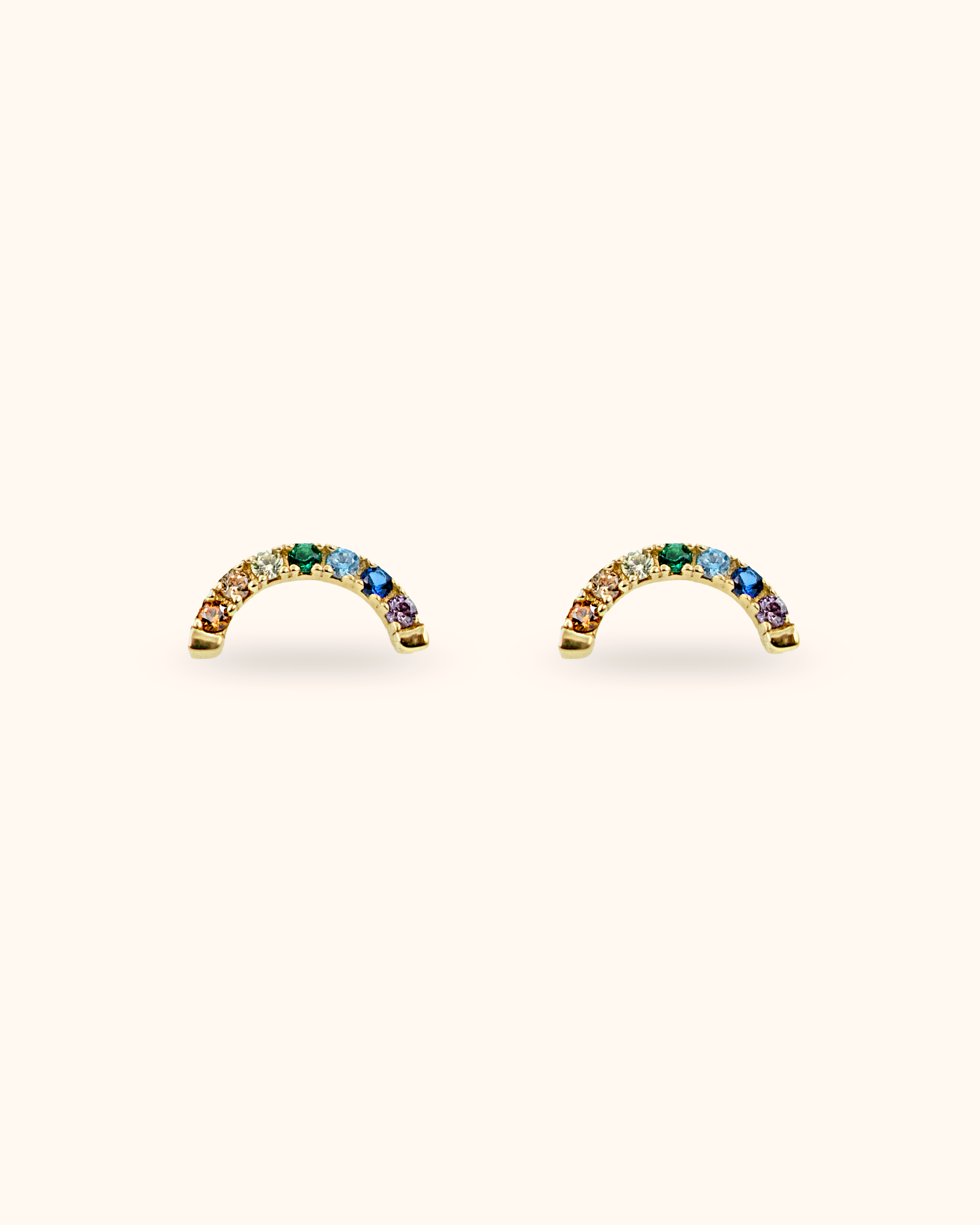 Piercing arco de oro sólido 14k con circonitas arcoiris
