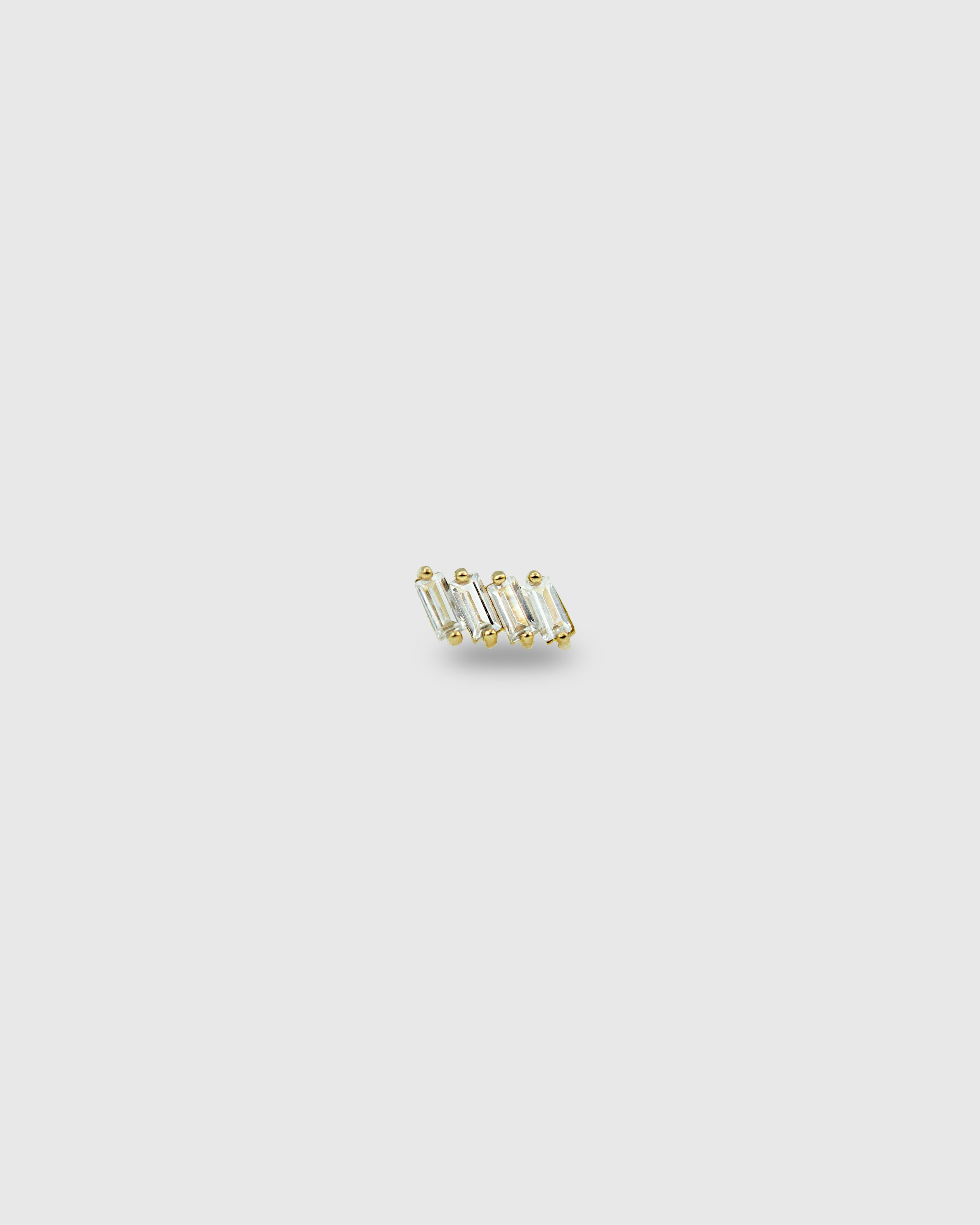 Piercing cluster de oro 14k con 4 circonitas rectangulares