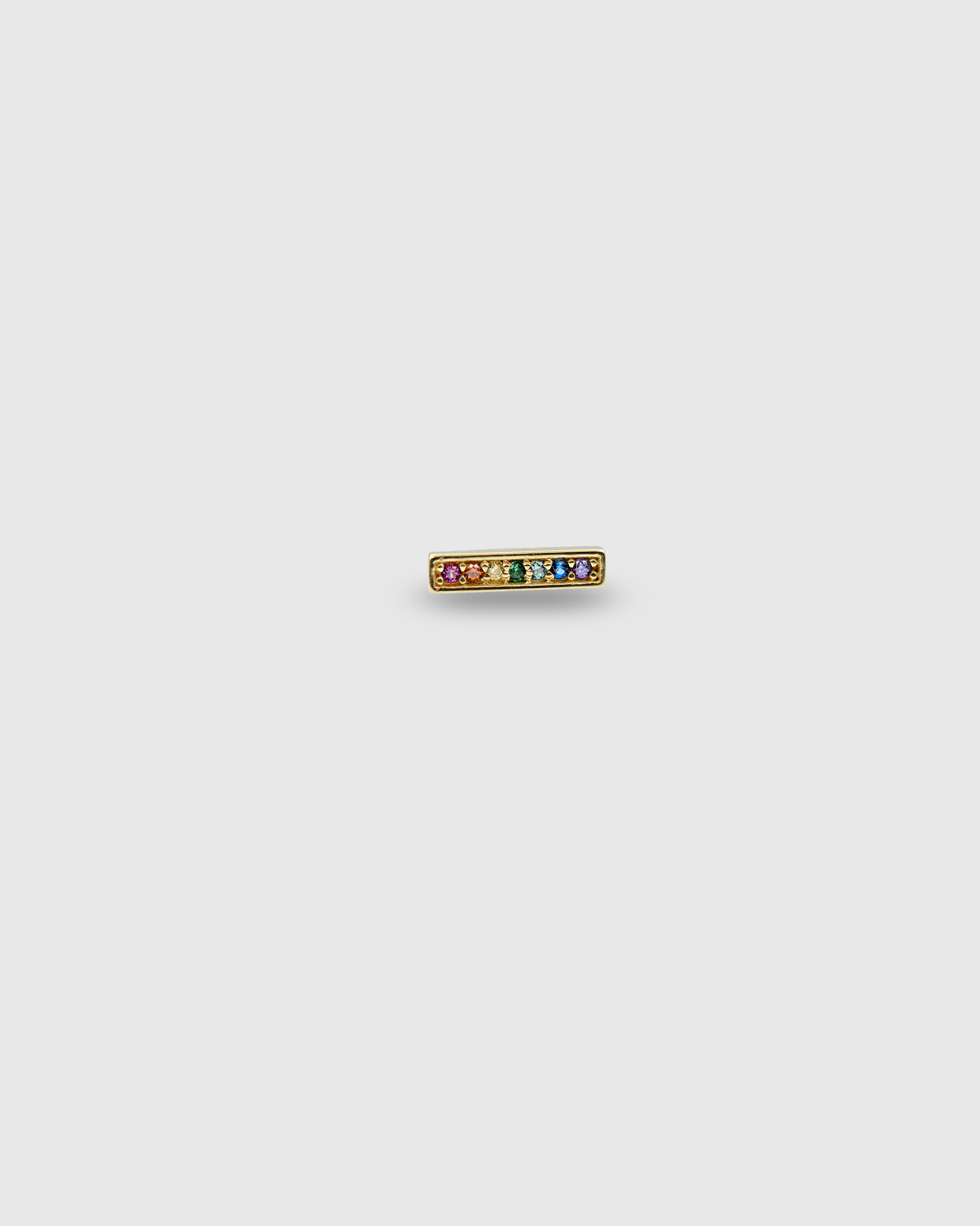Pendiente barra rectangular con circonitas arcoíris de oro sólido 14k