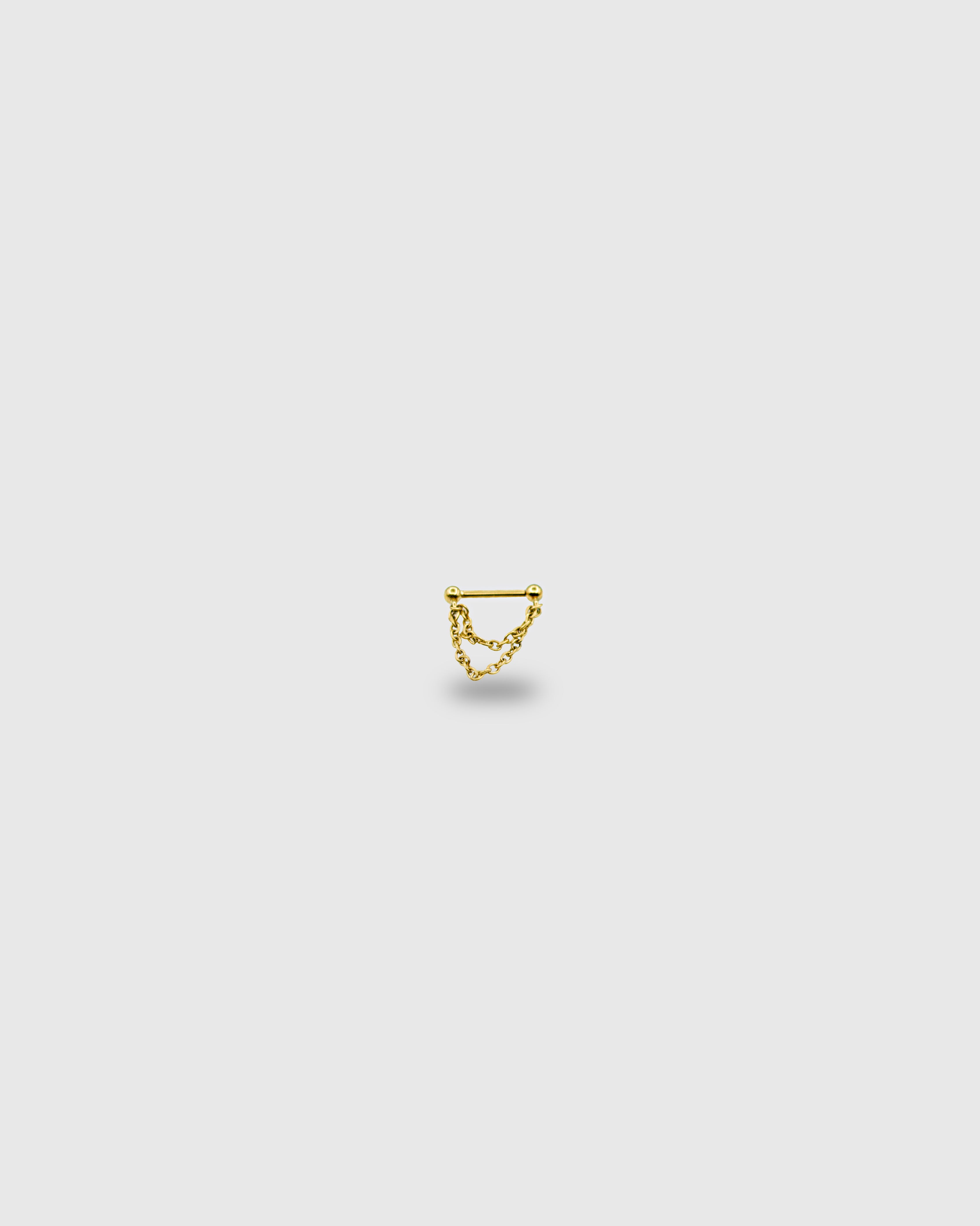 Piercing Barra oro 24k PVD con dos cadenas colgantes