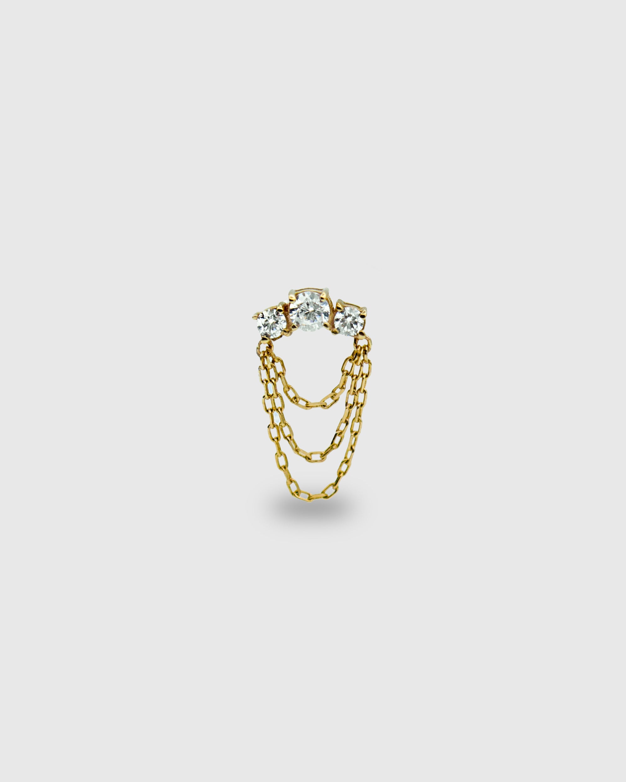 Piercing de oro sólido 14k de circonitas con cadenas