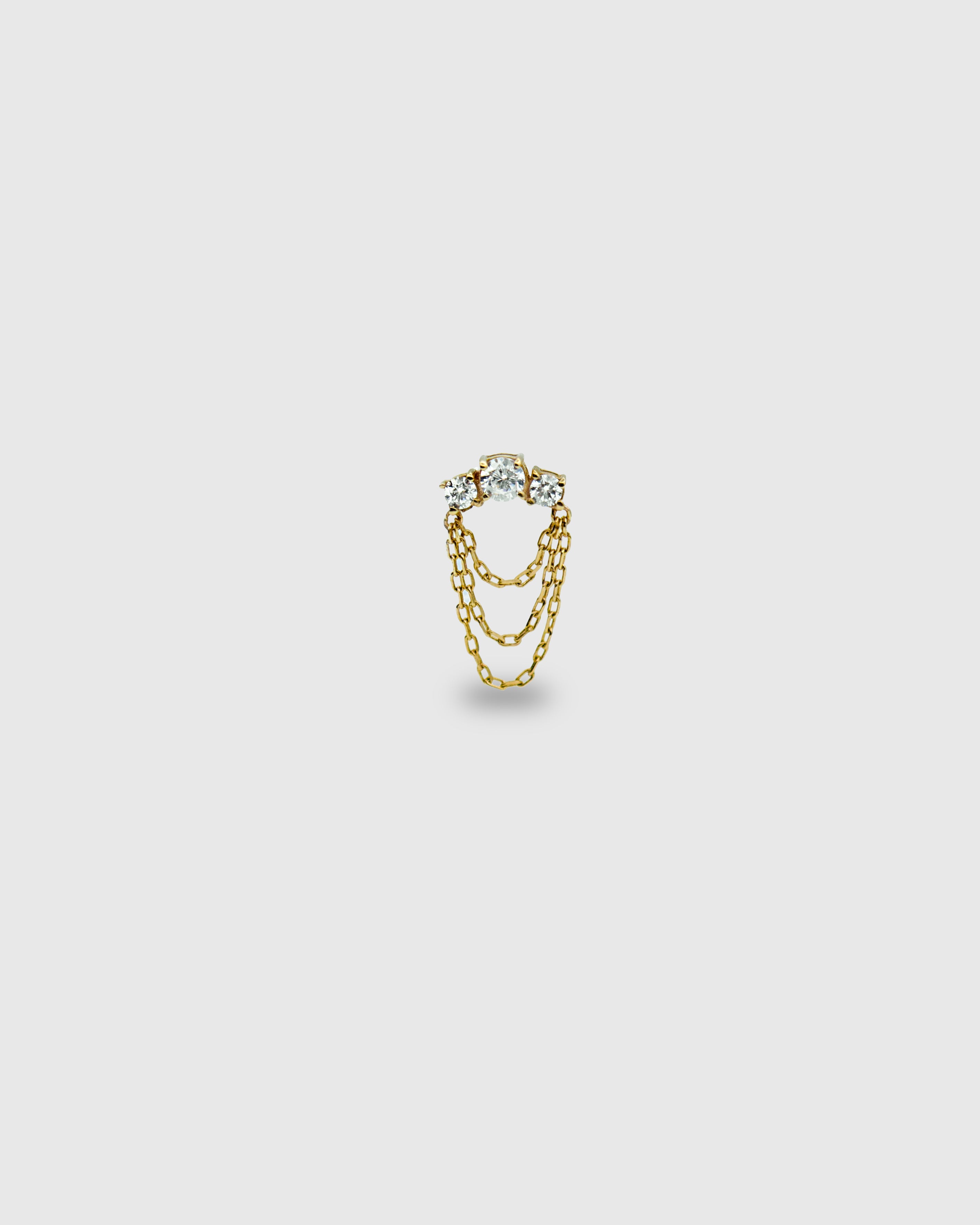 Pendiente de oro sólido 14k de circonitas con cadenas