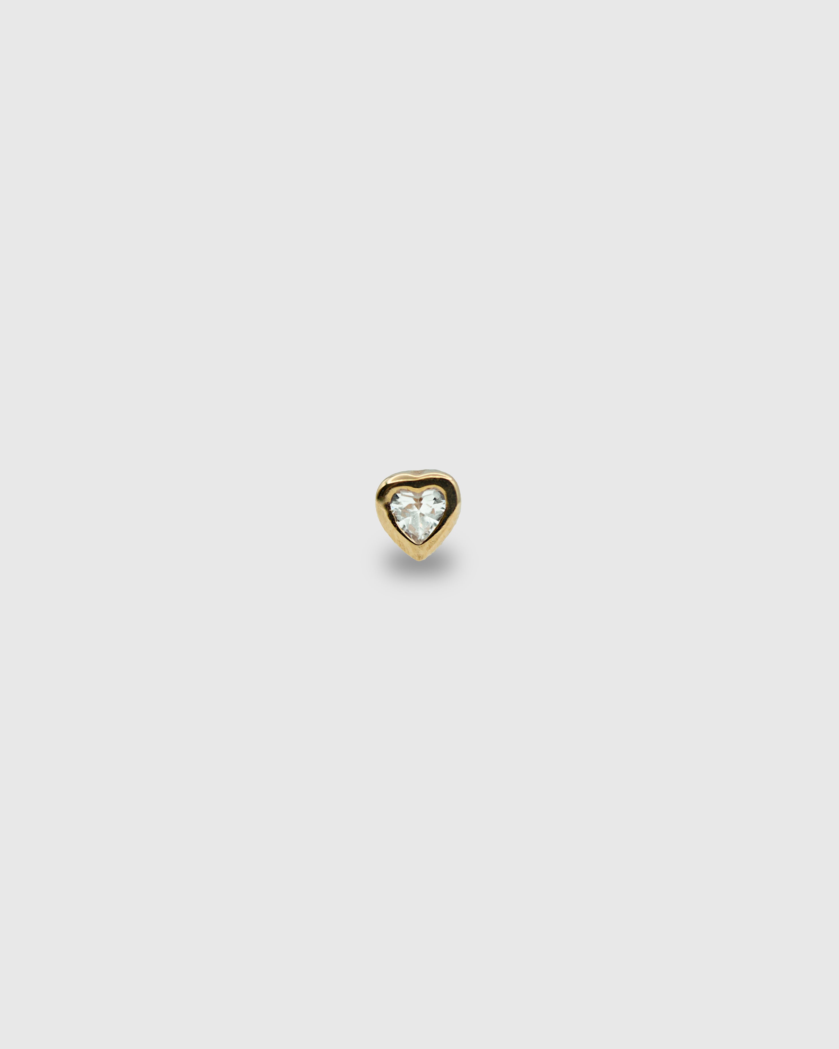 Pendiente Corazón de oro sólido 14k y circonita