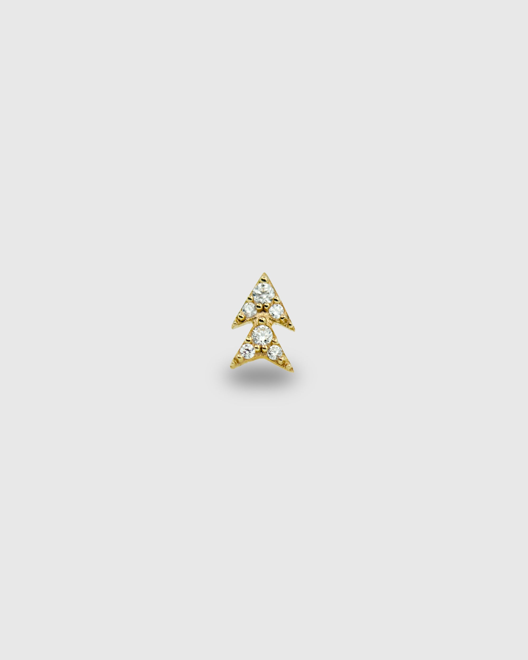 Piercing Flecha Doble de oro sólido 14k con circonitas