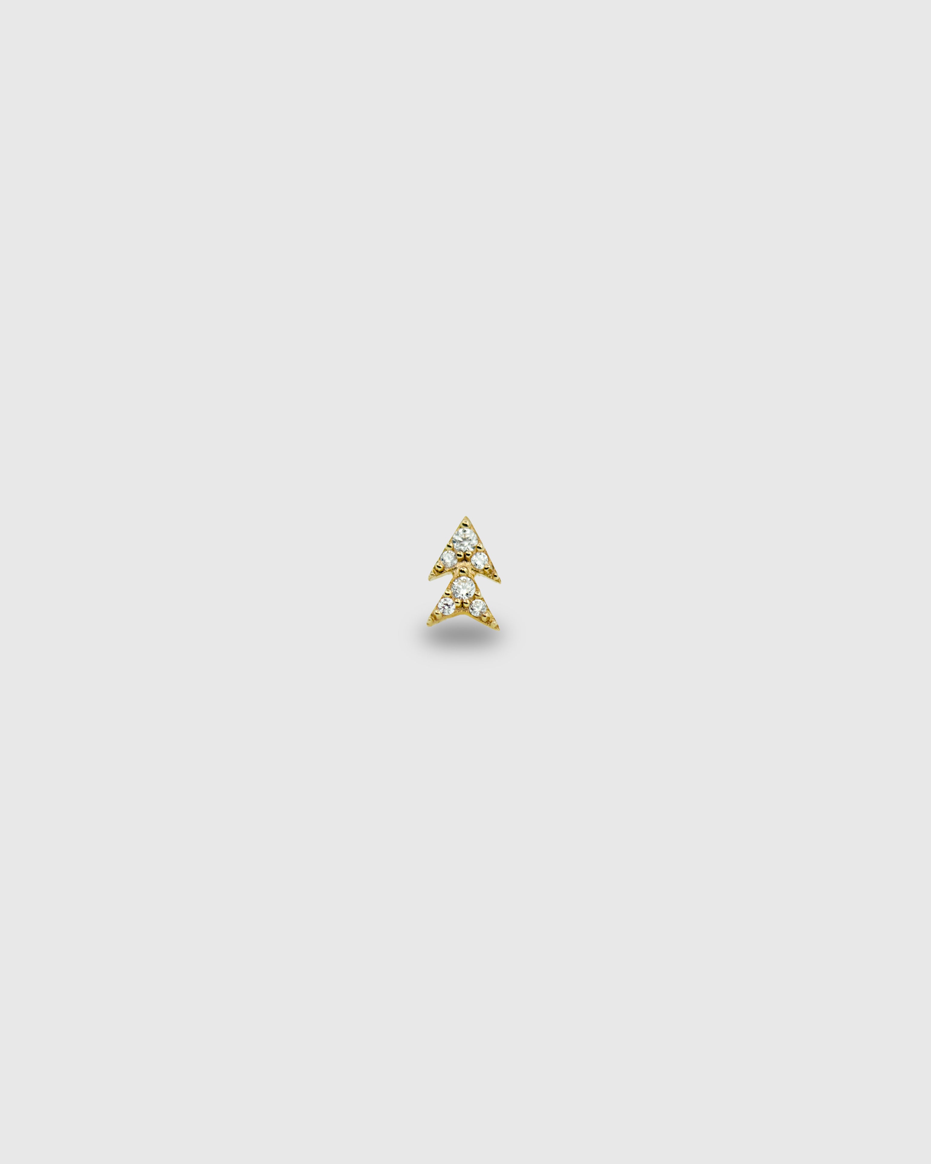 Piercing Flecha Doble de oro sólido 14k con circonitas