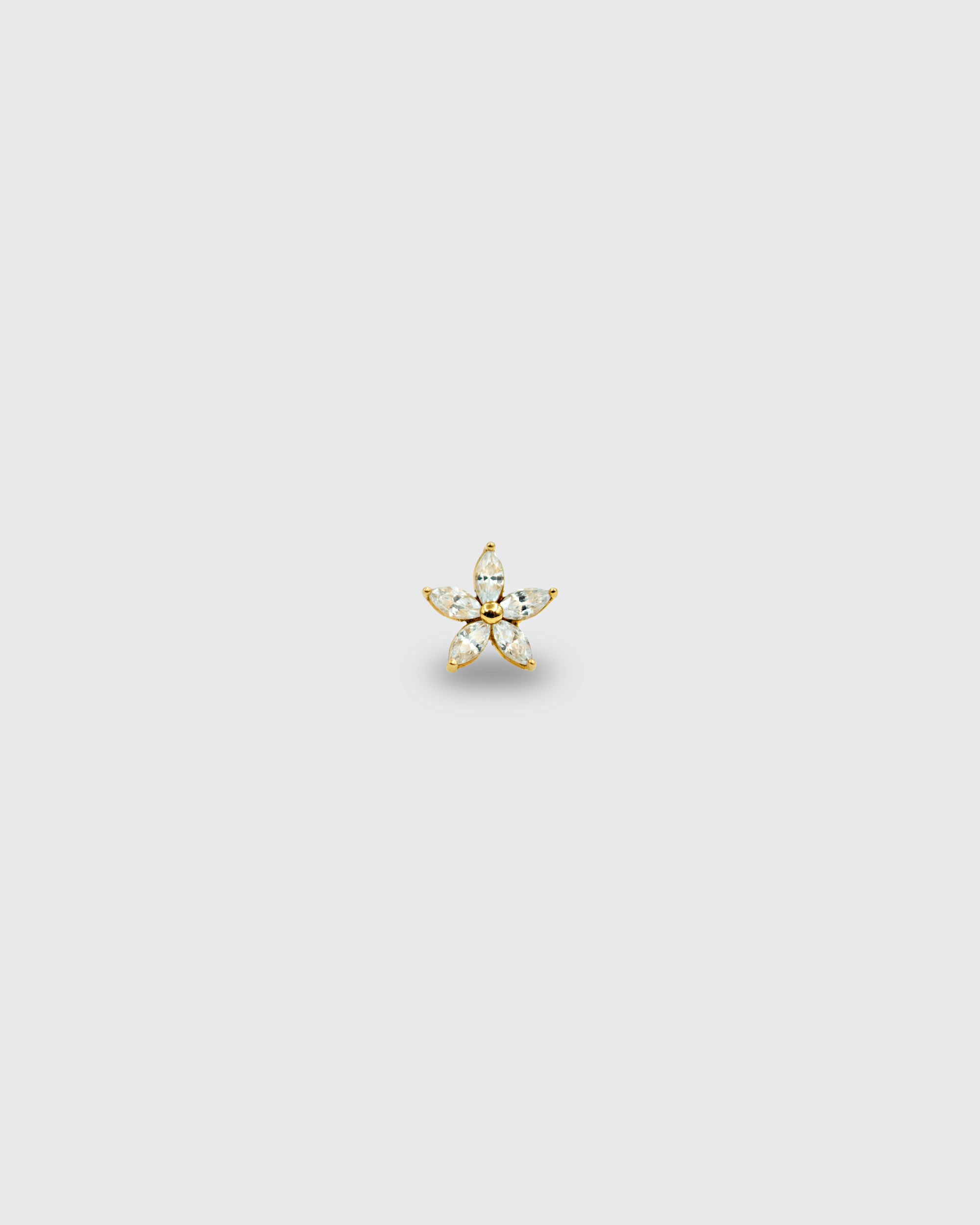 Piercing flor de oro sólido 14k y pétalos de circonitas