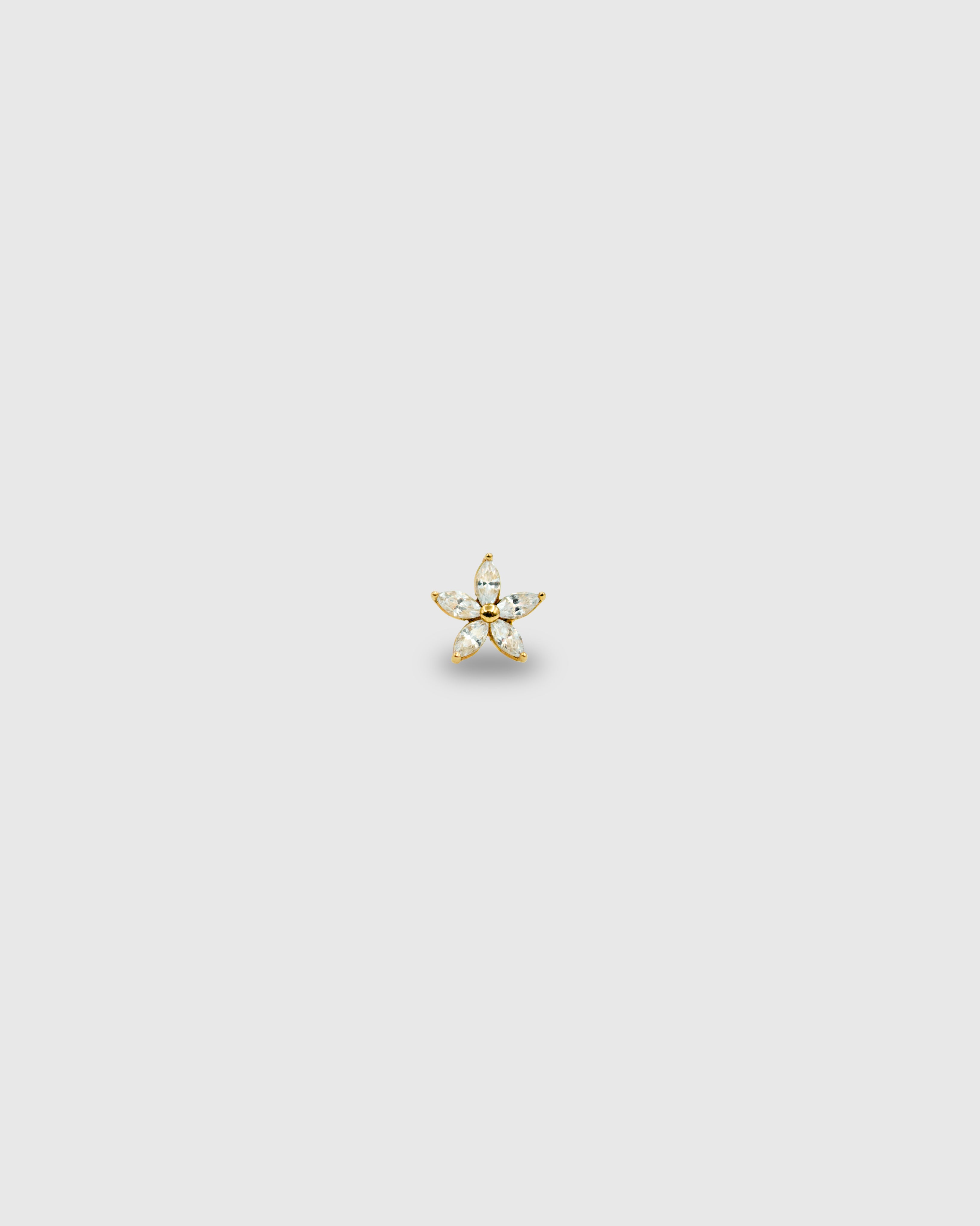 Pendiente de flor de oro sólido 14k y pétalos de circonitas