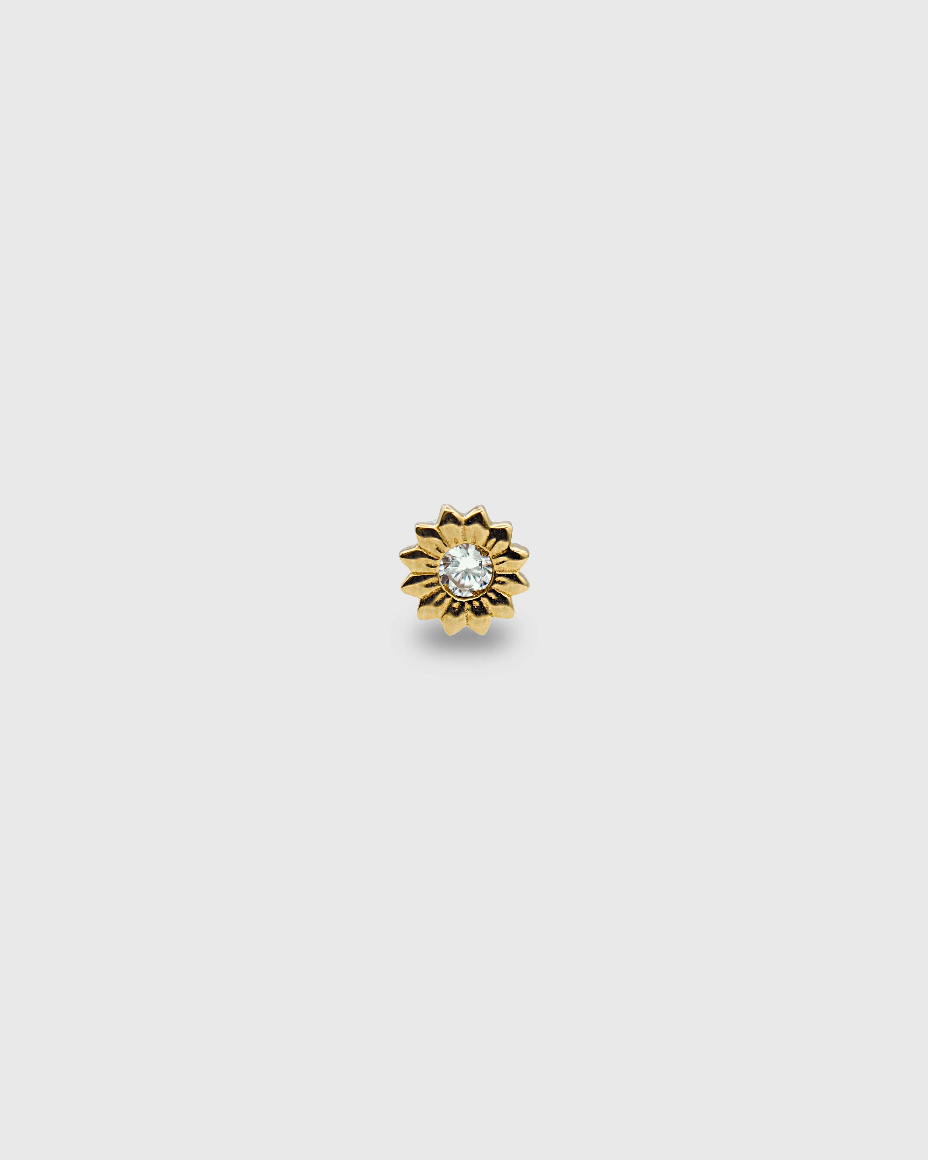 Pendiente Girasol de oro sólido 14k con circonita