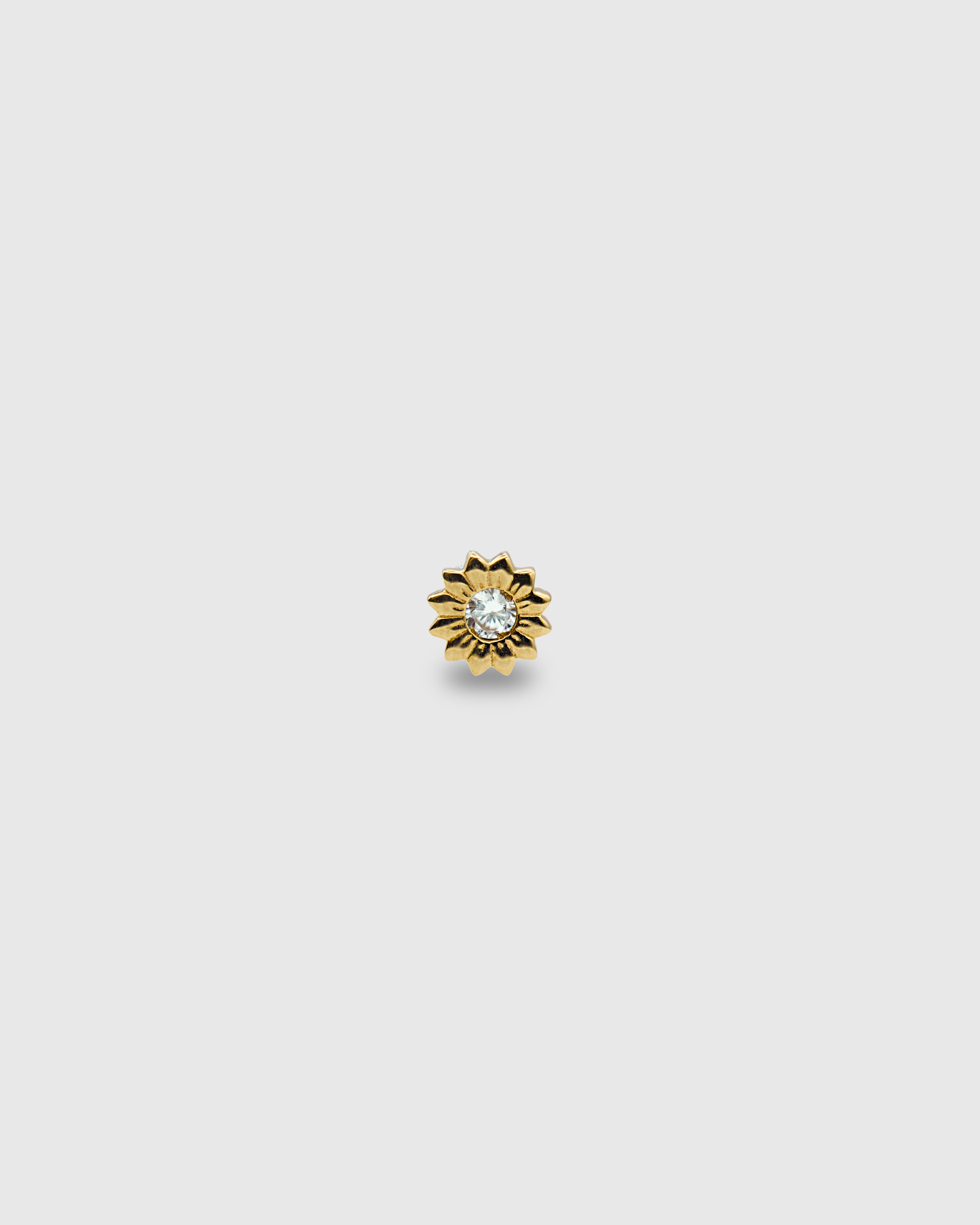 Piercing Girasol de oro sólido 14k con circonita