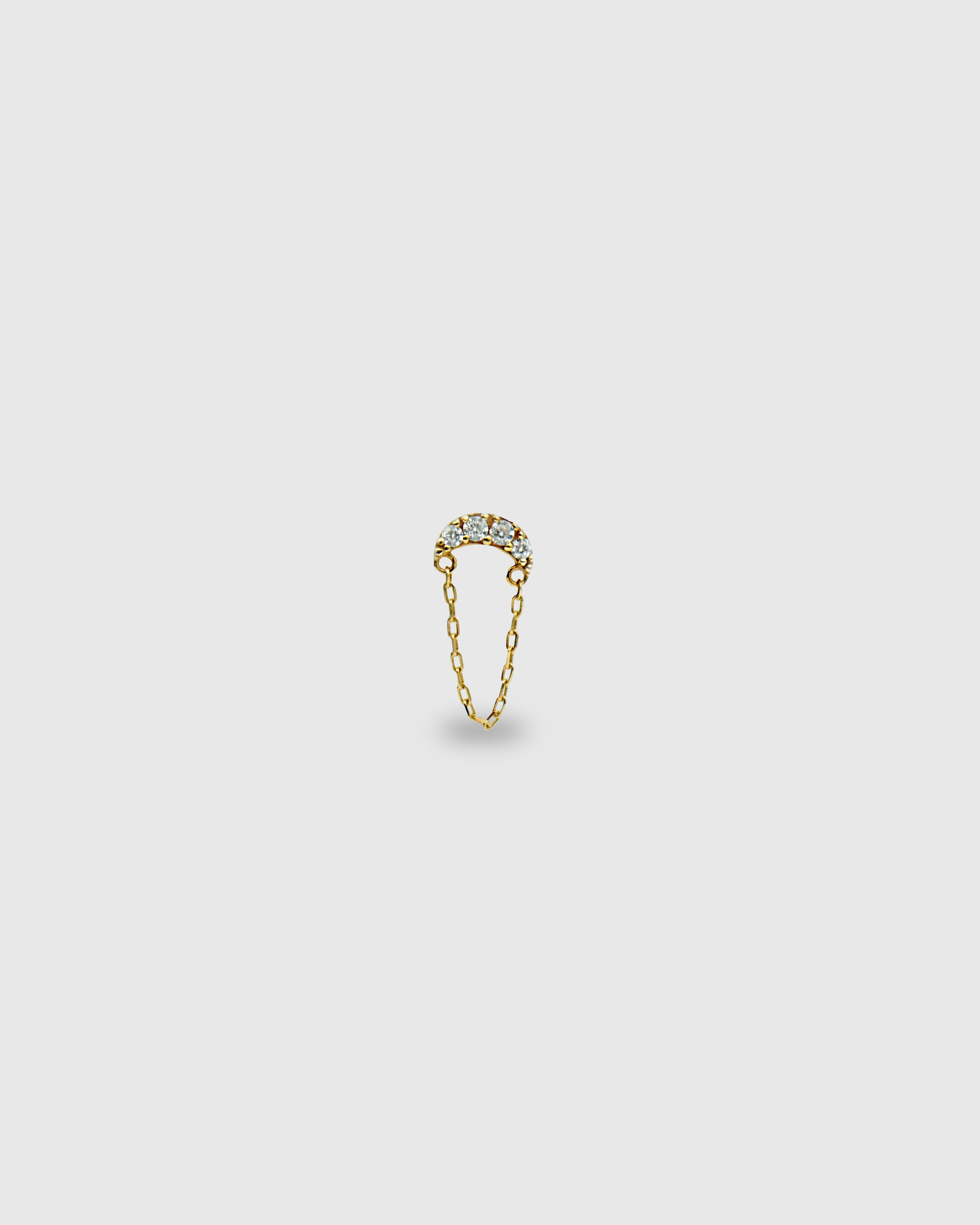 Piercing Luna creciente de oro sólido 14k y circonitas