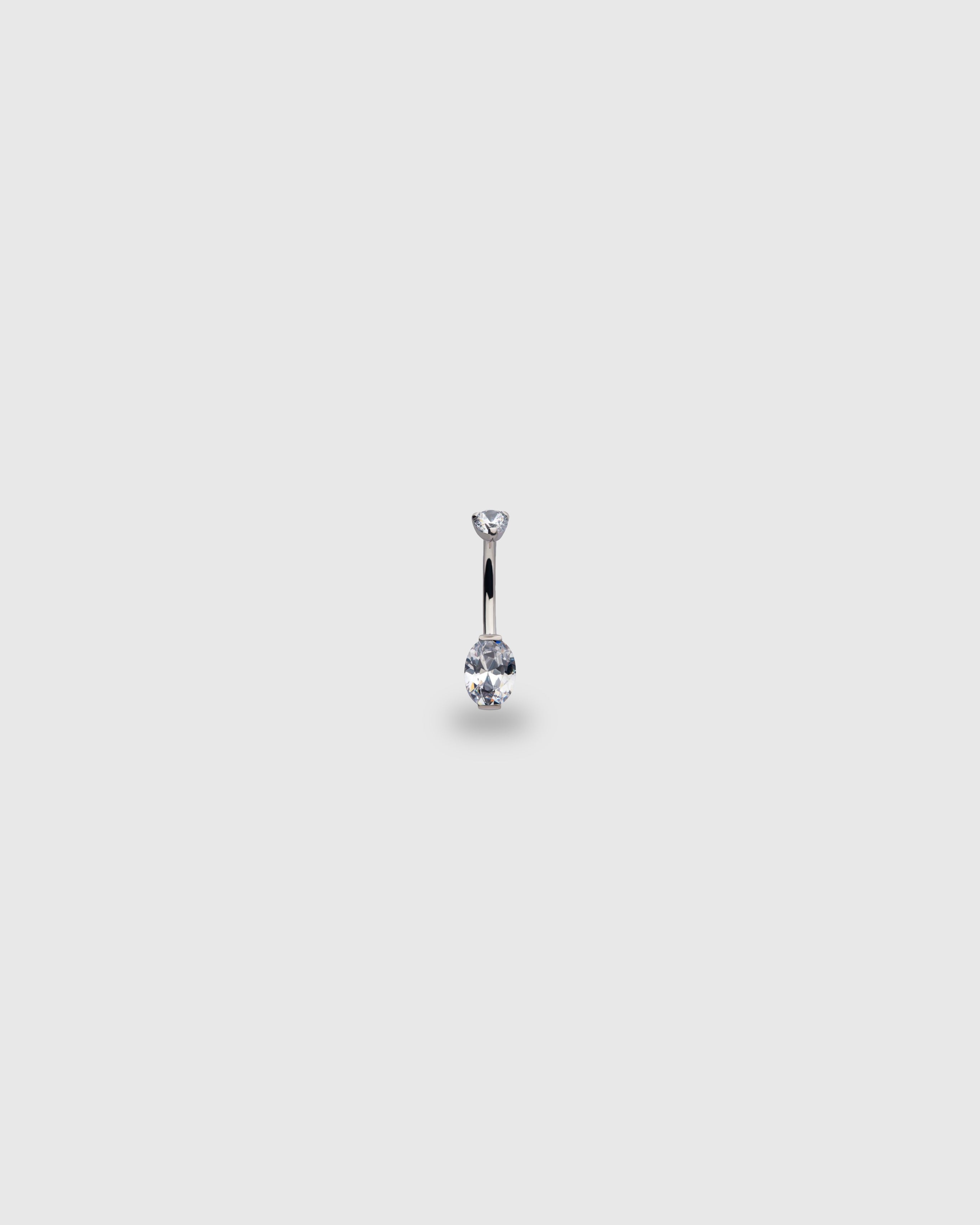 Piercing para ombligo navel de titanio con circonitas ovaladas