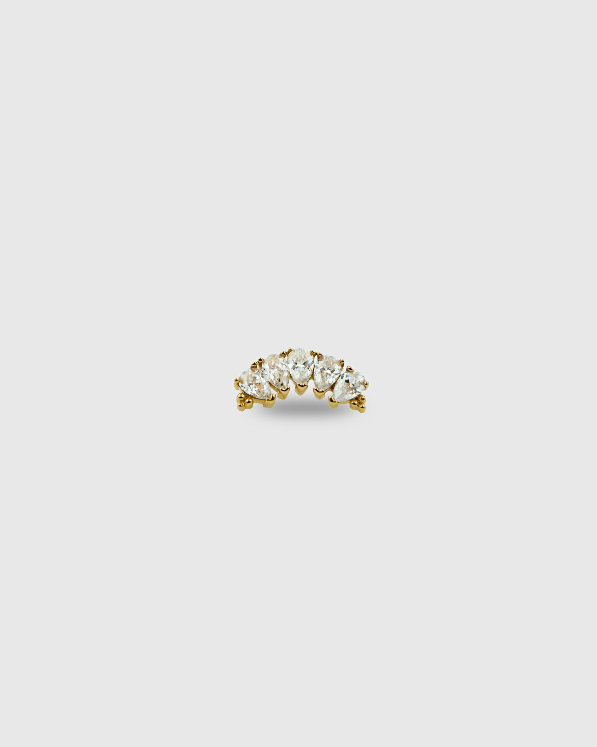 Piercing curvo de oro sólido 14k con circonitas en forma de gota