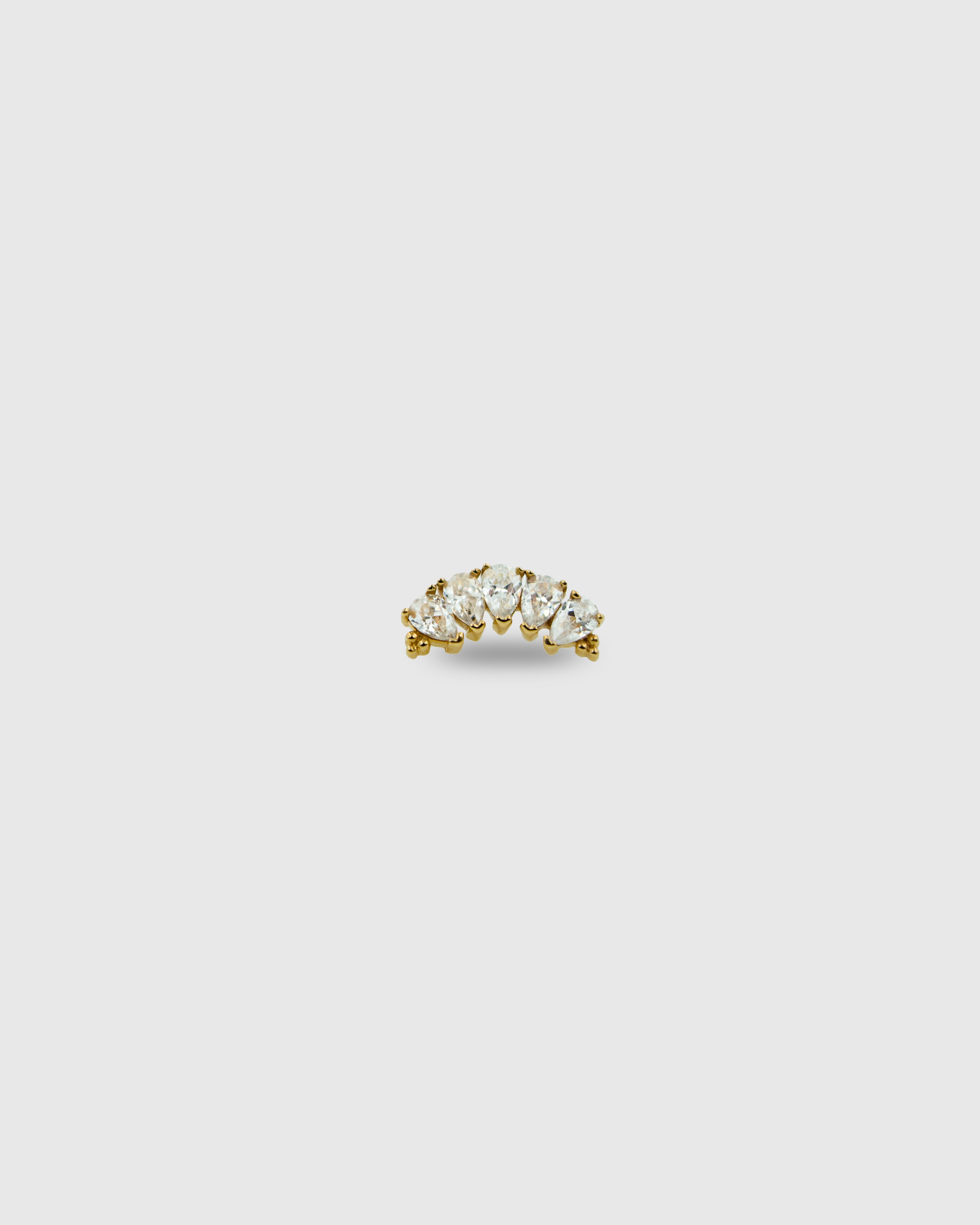 Pendiente curvo de oro sólido 14k con circonitas