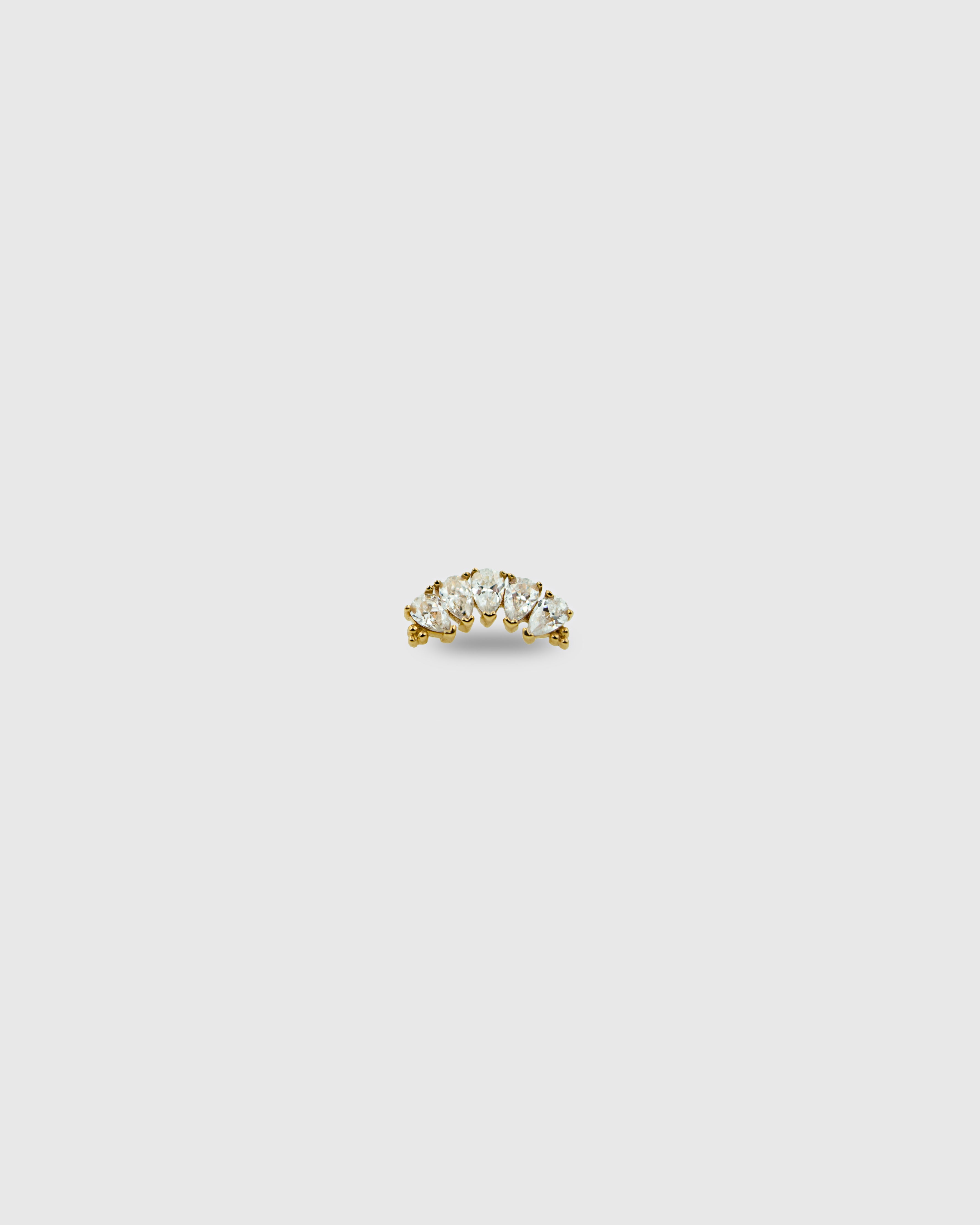 Piercing curvo de oro sólido 14k con circonitas