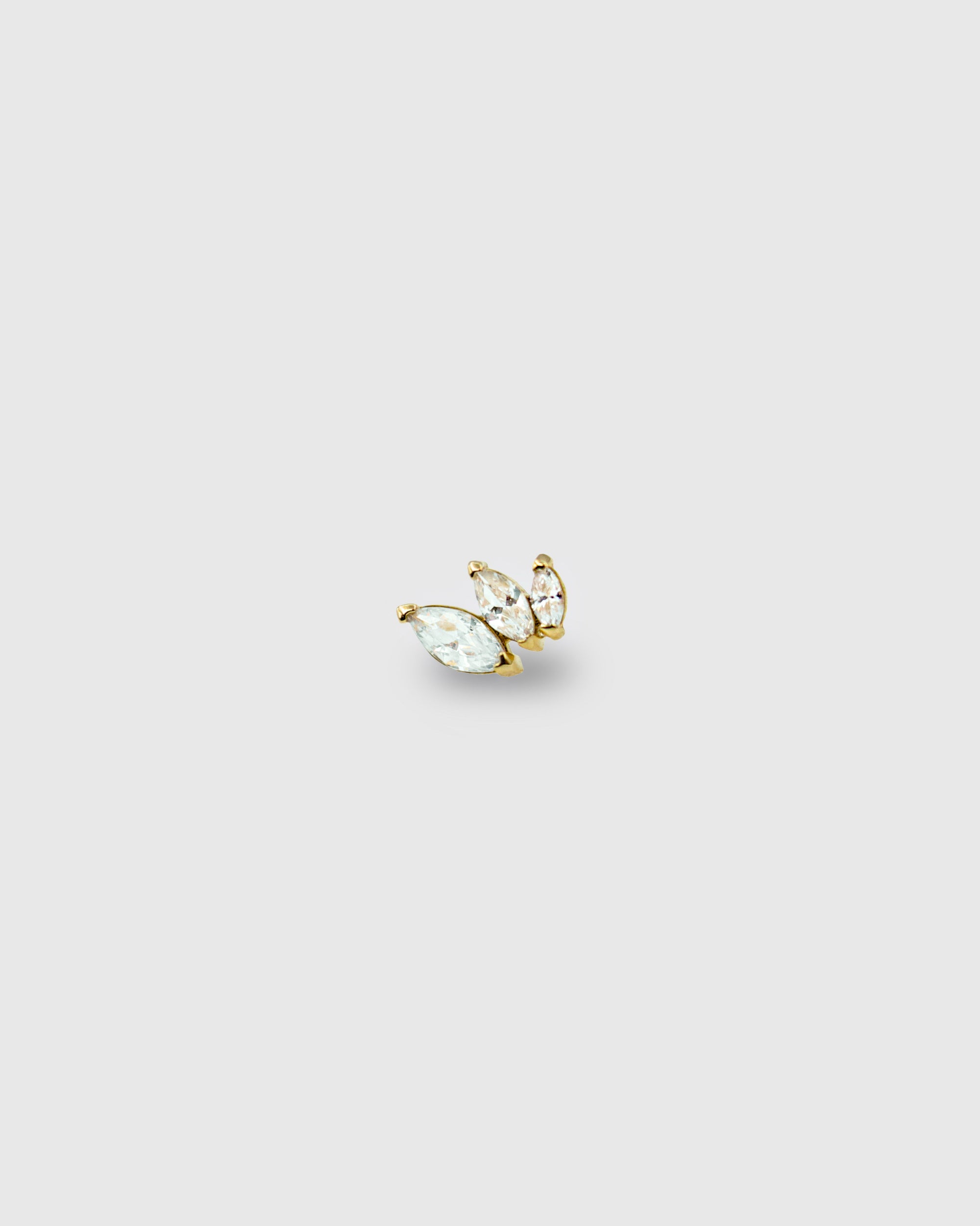 Piercing Tri-Marquise de oro sólido 14k y circonitas