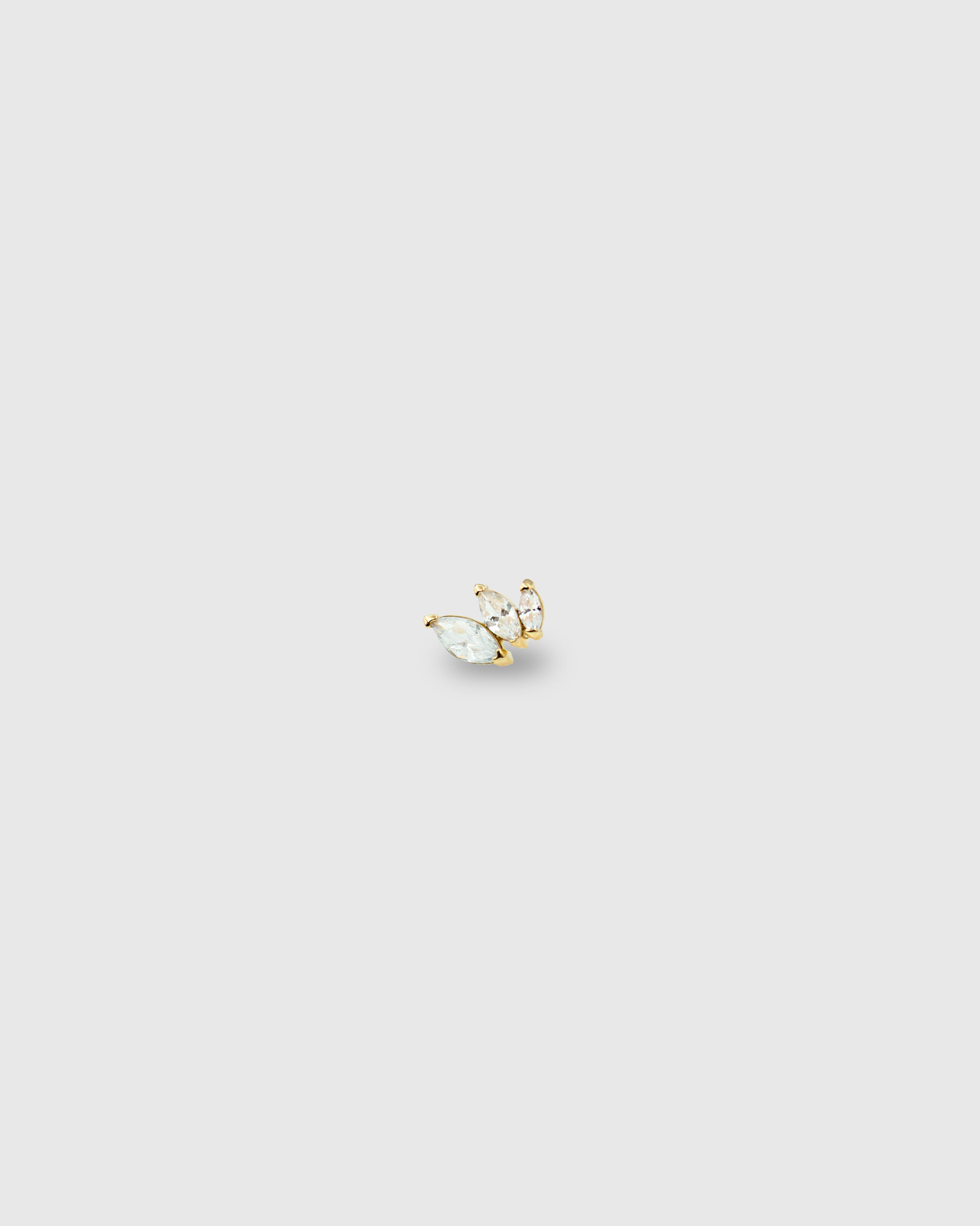 Pendiente Tri-Marquise de oro sólido 14k y circonitas