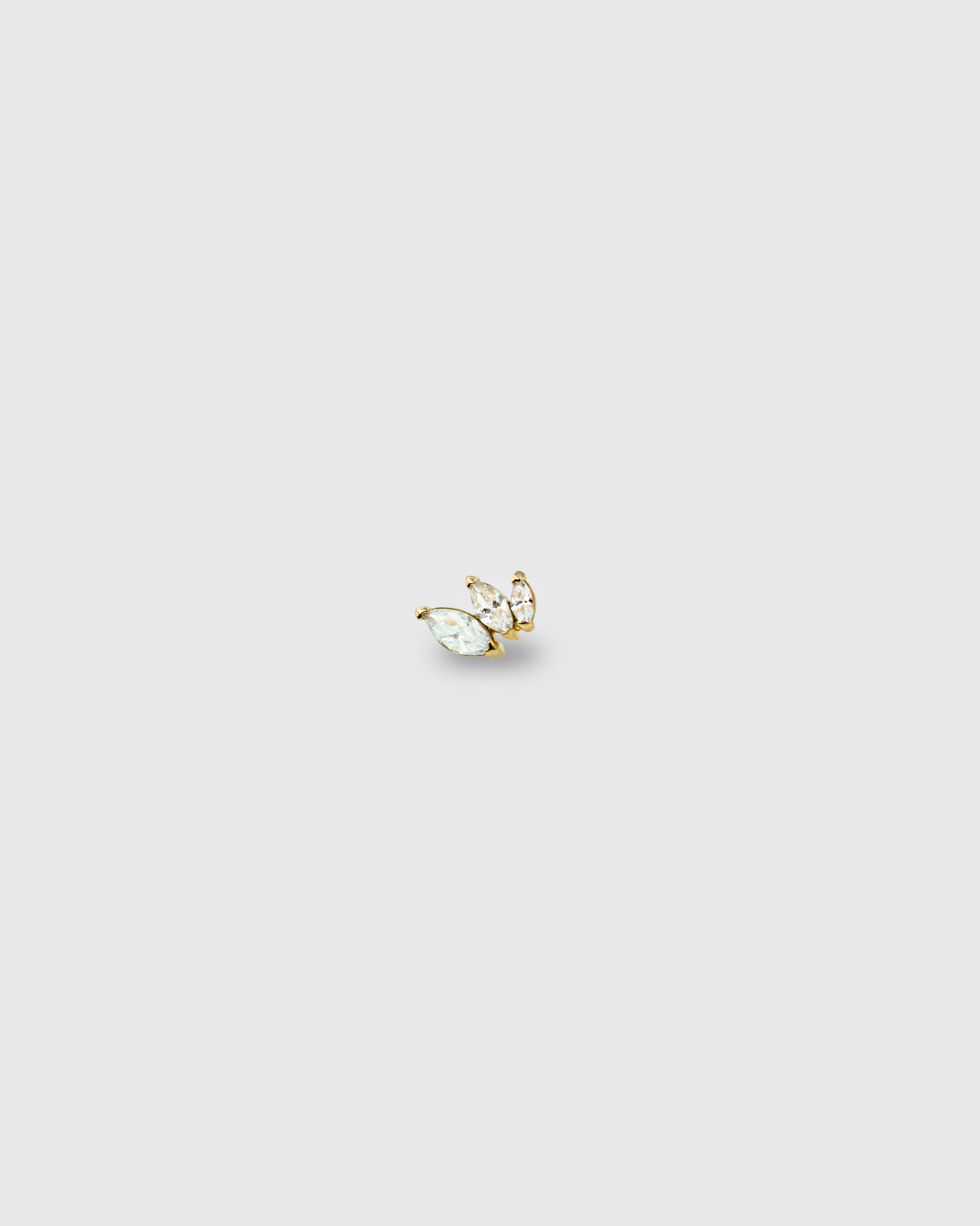 Piercing Tri-Marquise de oro sólido 14k y circonitas