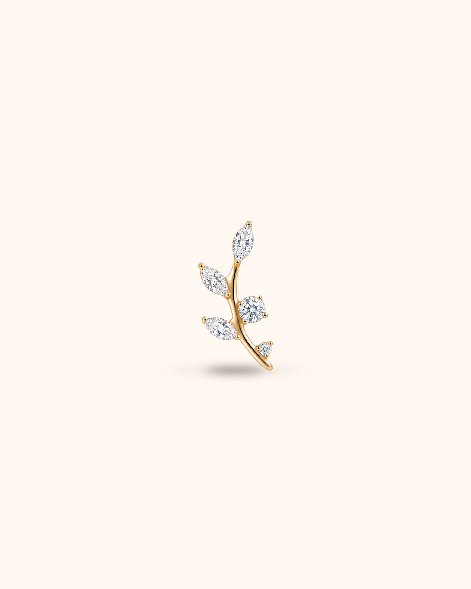 Leaf con Circonitas Oro 24k PVD