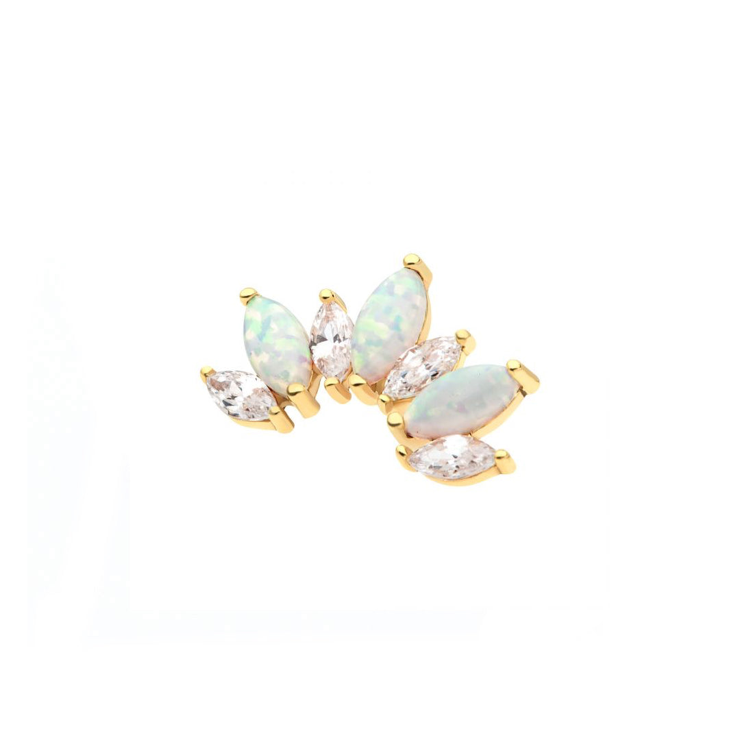 14k Solid gold alternating marquise with cz and opals