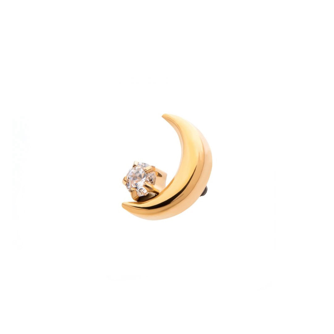 24k gold PVD crescent moon with cz